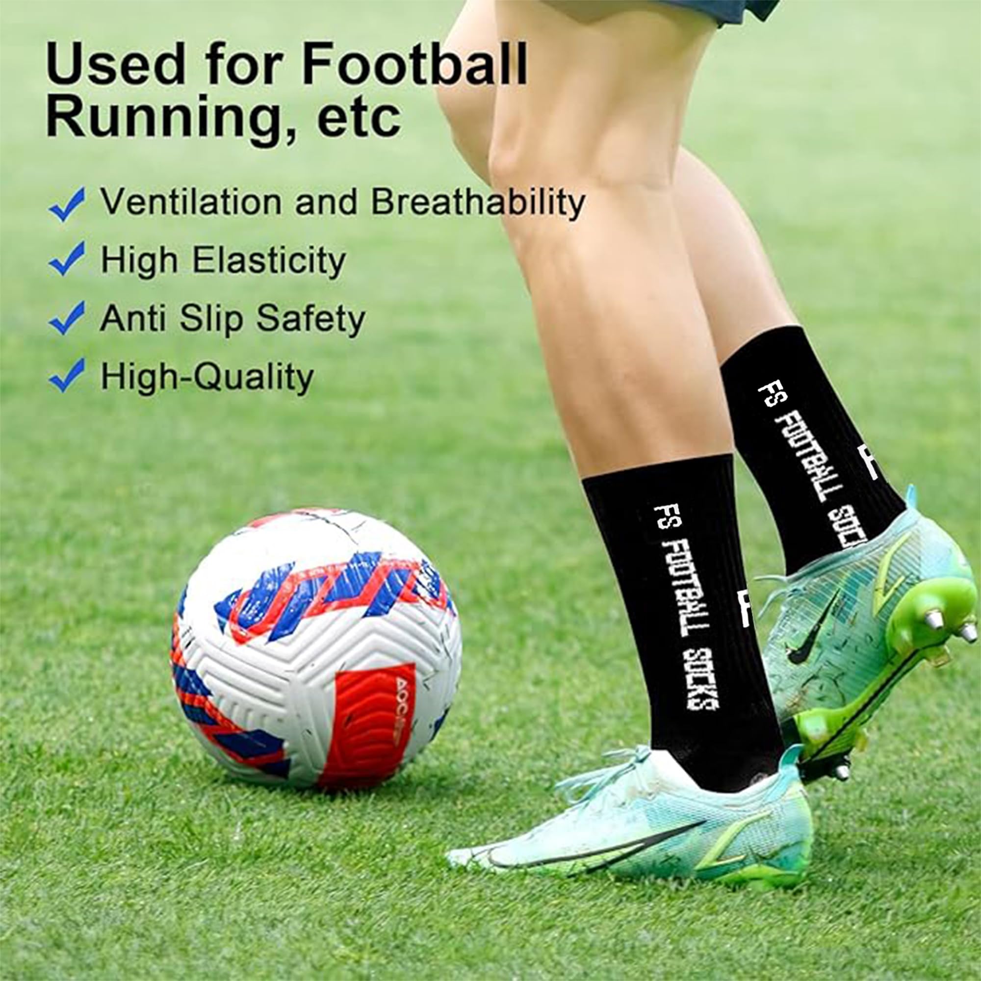 Gohanny Calze Calcio Antiscivolo Pacco da 3 Grip Socks Calcio, 35-39 39-46, Pettinato al 75%, Traspirante ed Elastico, Football Socks per Uomo Donna-Unisex Adulto