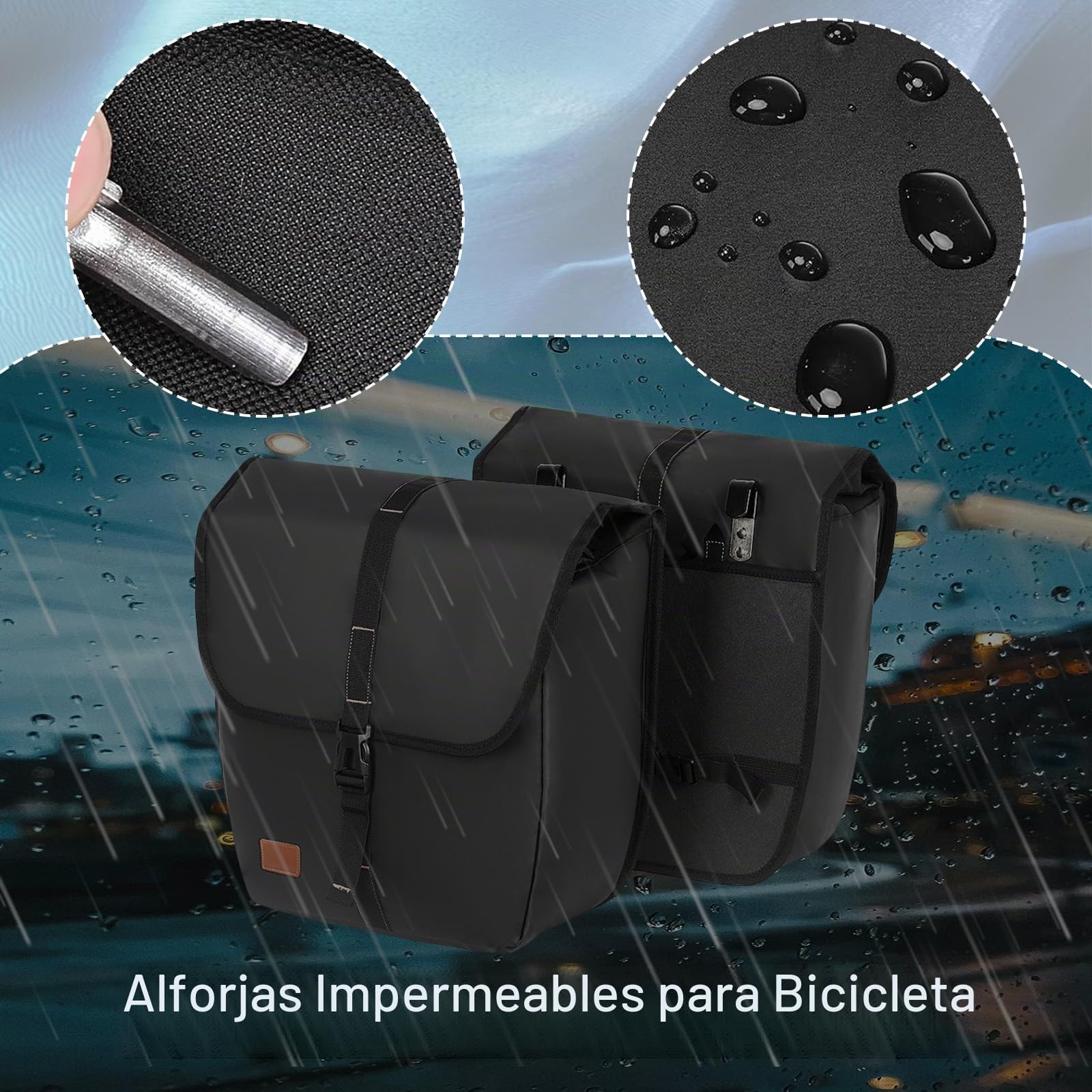 Paquete de 2 Bolsa Bicicleta Cuadro, Alforjas Impermeables, 2X20L Bolsas de Bicicleta, Bolsa de Almacenamiento de Equipaje con Solapa de Gran Capacidad para Carretera Ciclismo Montaña Viajar