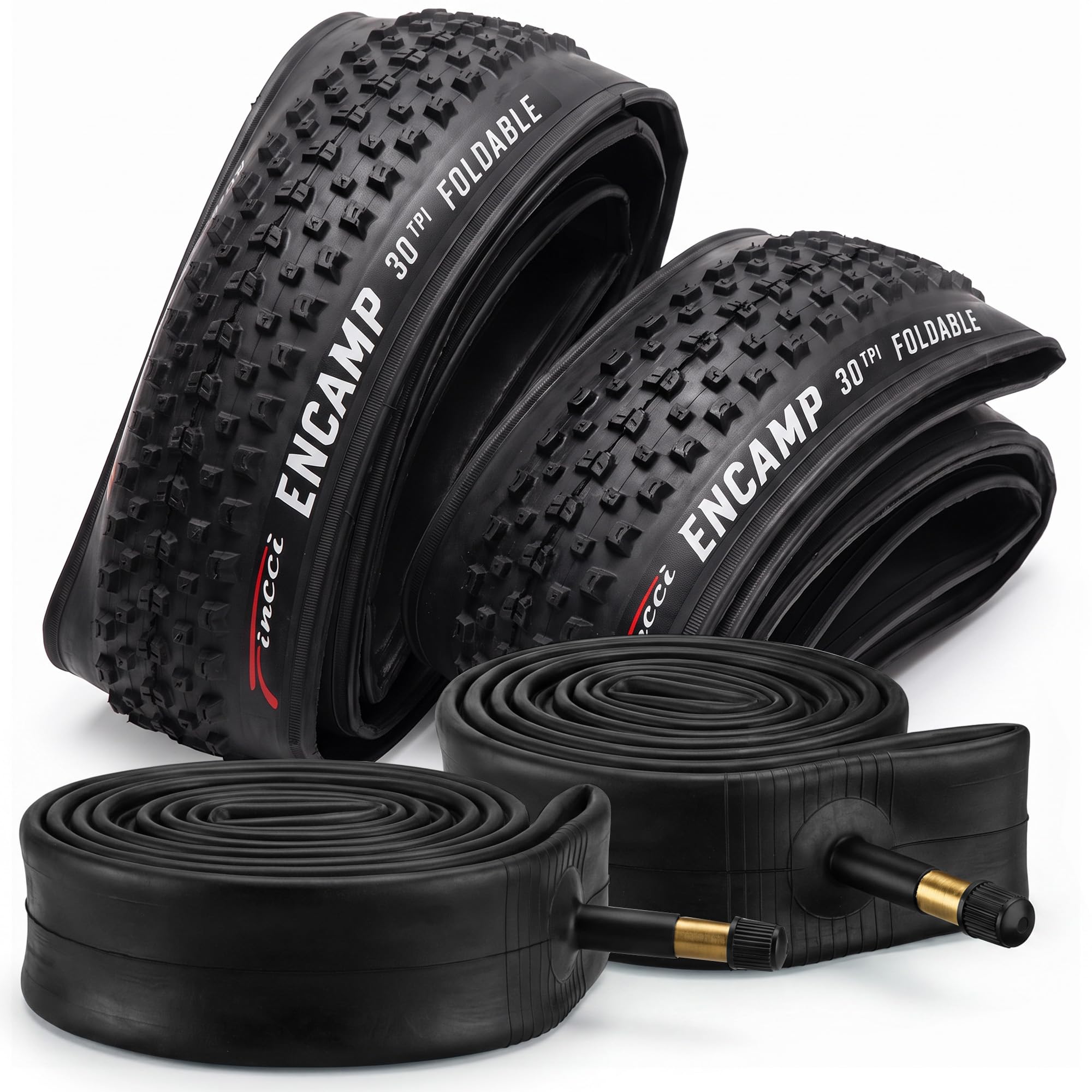 Fincci Trwałe opony rowerowe górskie 66,04 cm (26″) x 2,25 - składane opony rowerowe Kevlar z wysoką przyczepnością 26 cali z wkładką rowerową 26 cali z wentylem samochodowym - 30 TPI dla rowerów MTB