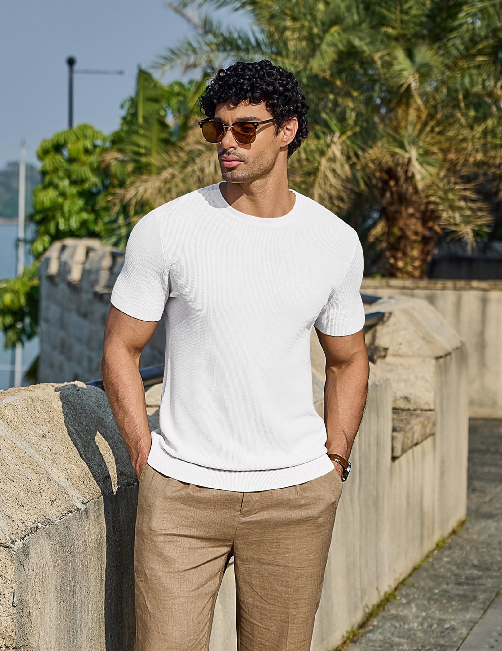 COOFANDY T-Shirt da Uomo Maglietta A Maniche Corte Maglia A Collo Rotondo Maglie Maglia Regolare
