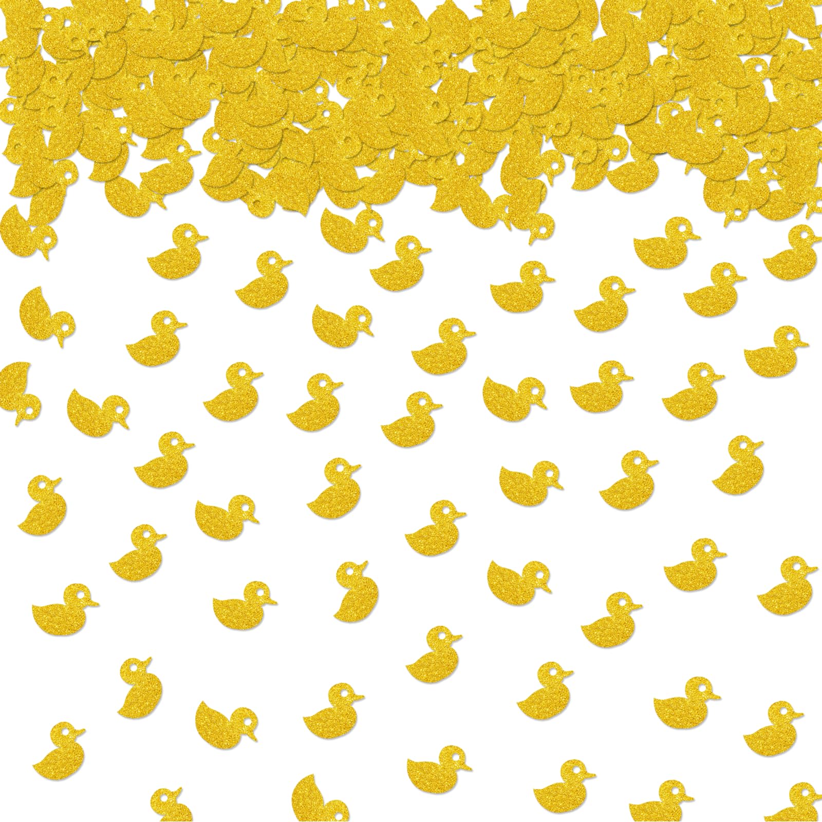 Photo 1 of 100pcs Gold Glitter Duck Table Confetti for Baby Shower, Farm Animal Paper Scatters, Animal Themed Birthday Party Table Decoration