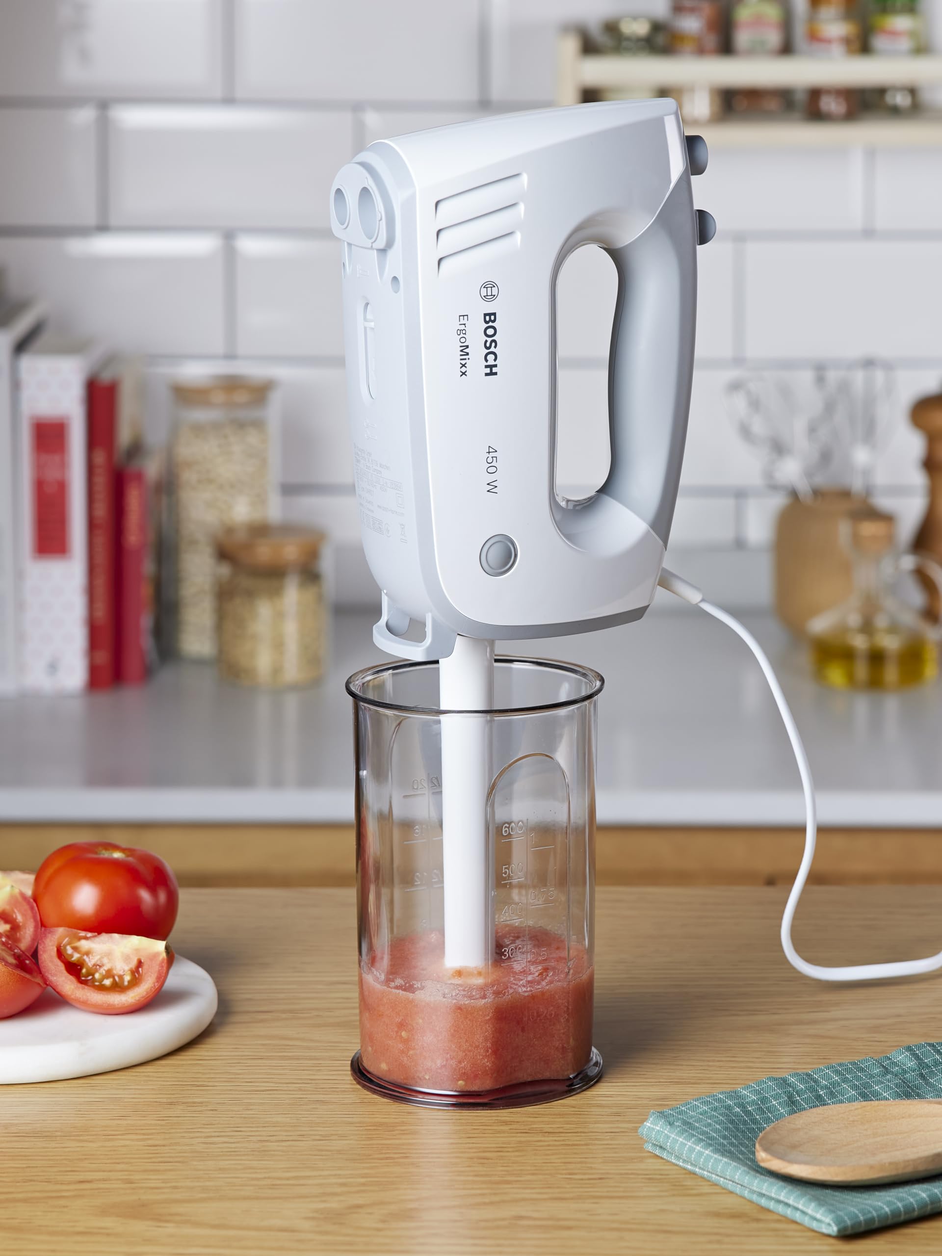 Batteur à Main Bosch Styline 450W - Fouets FineCreamer Et Crochets Pétrisseurs - 5 Vitesses + Pulse - Anthracite/Blanc