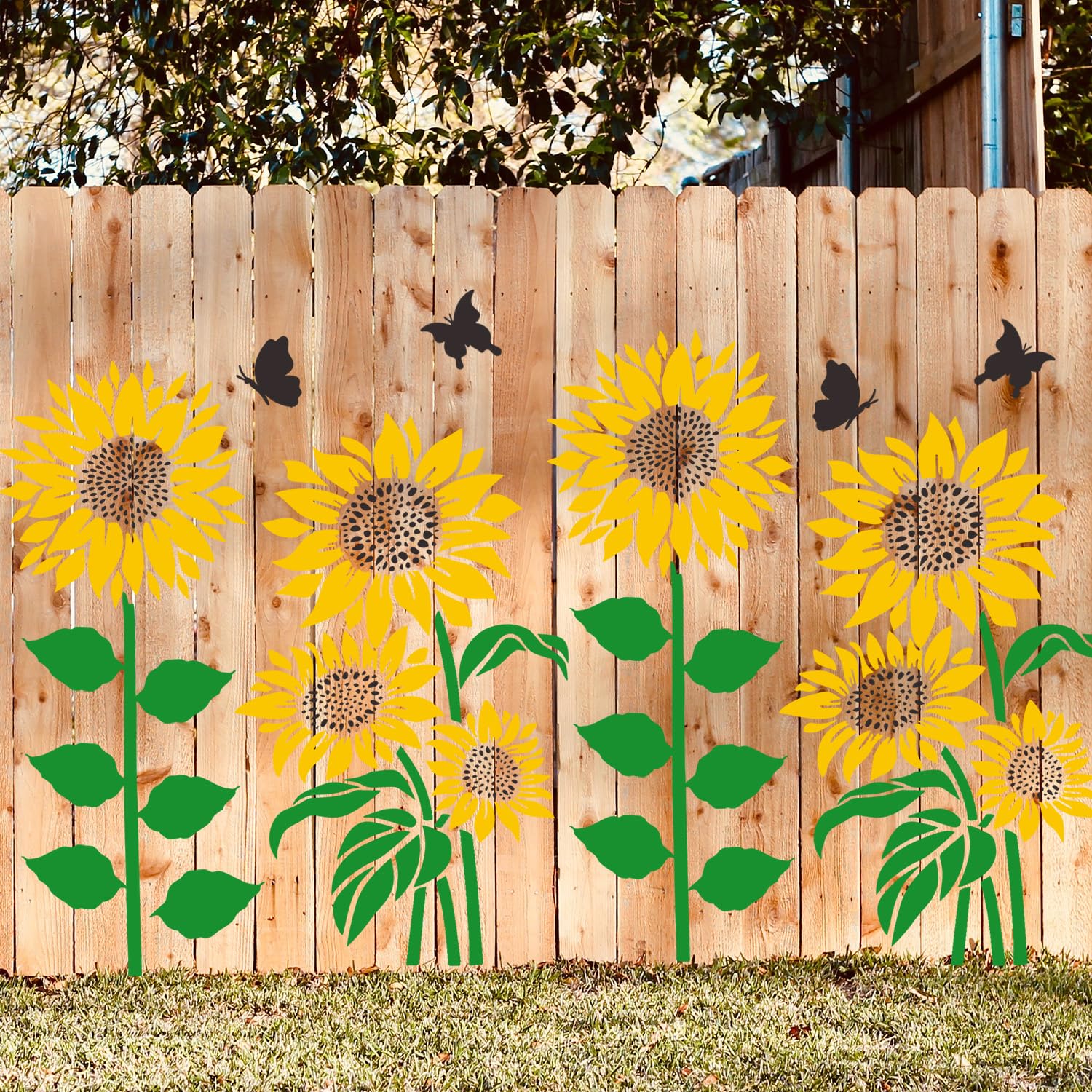 Large Flower Stencils for Wood Fence Sunflower Stencil for Painting on Walls Furniture Fabrics DIY Decor