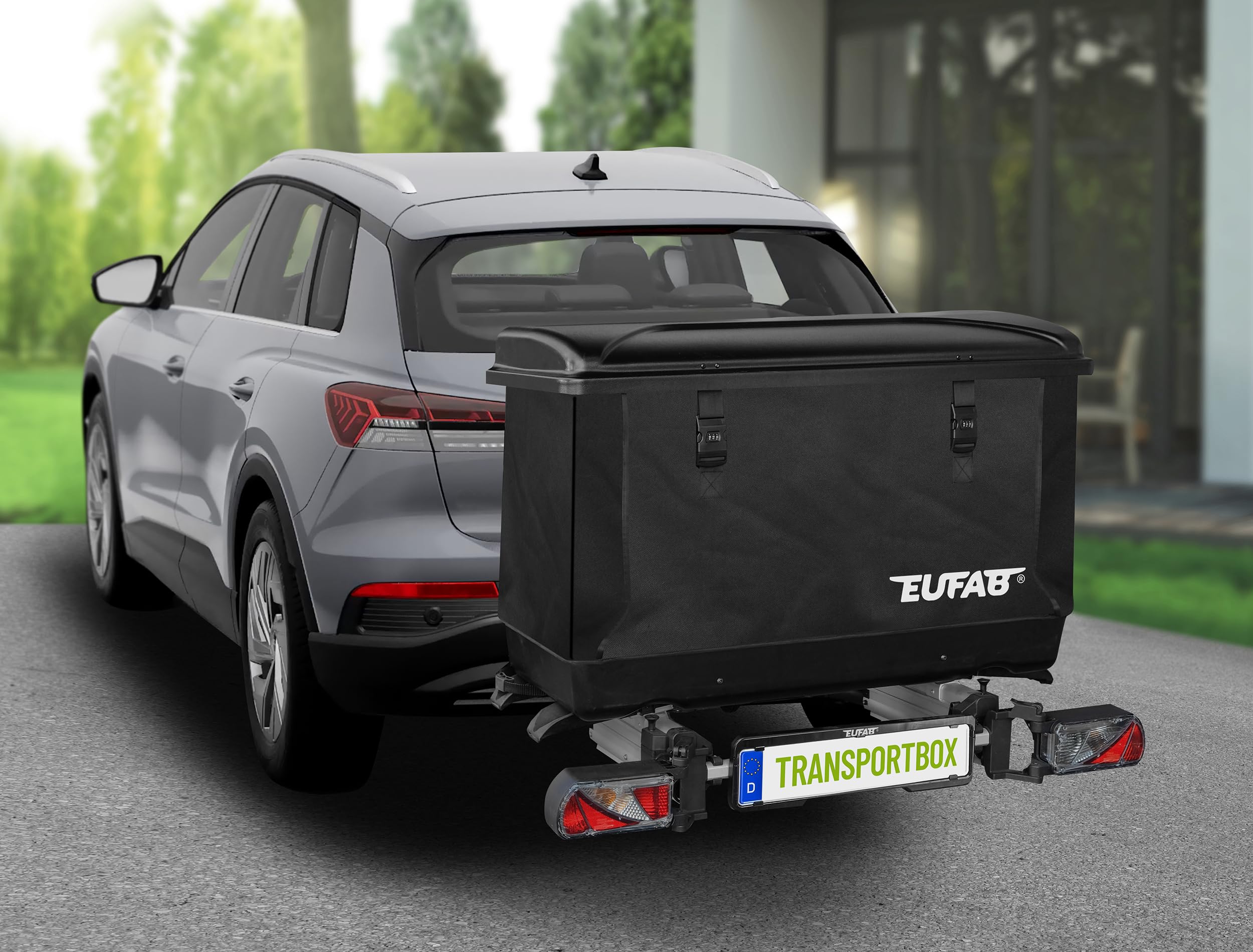 EUFAB 11651 Transportbox für Fahrradträger 350 l, Schwarz