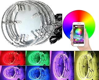 4pc 15.5Inch RGBW Auto Multiple Million Color + Pure white Wheel lighting kit with Million color Blue-tooth controllerï¼Œ288LEDs LED light strips fits most cars, trucks, SUV ATVs