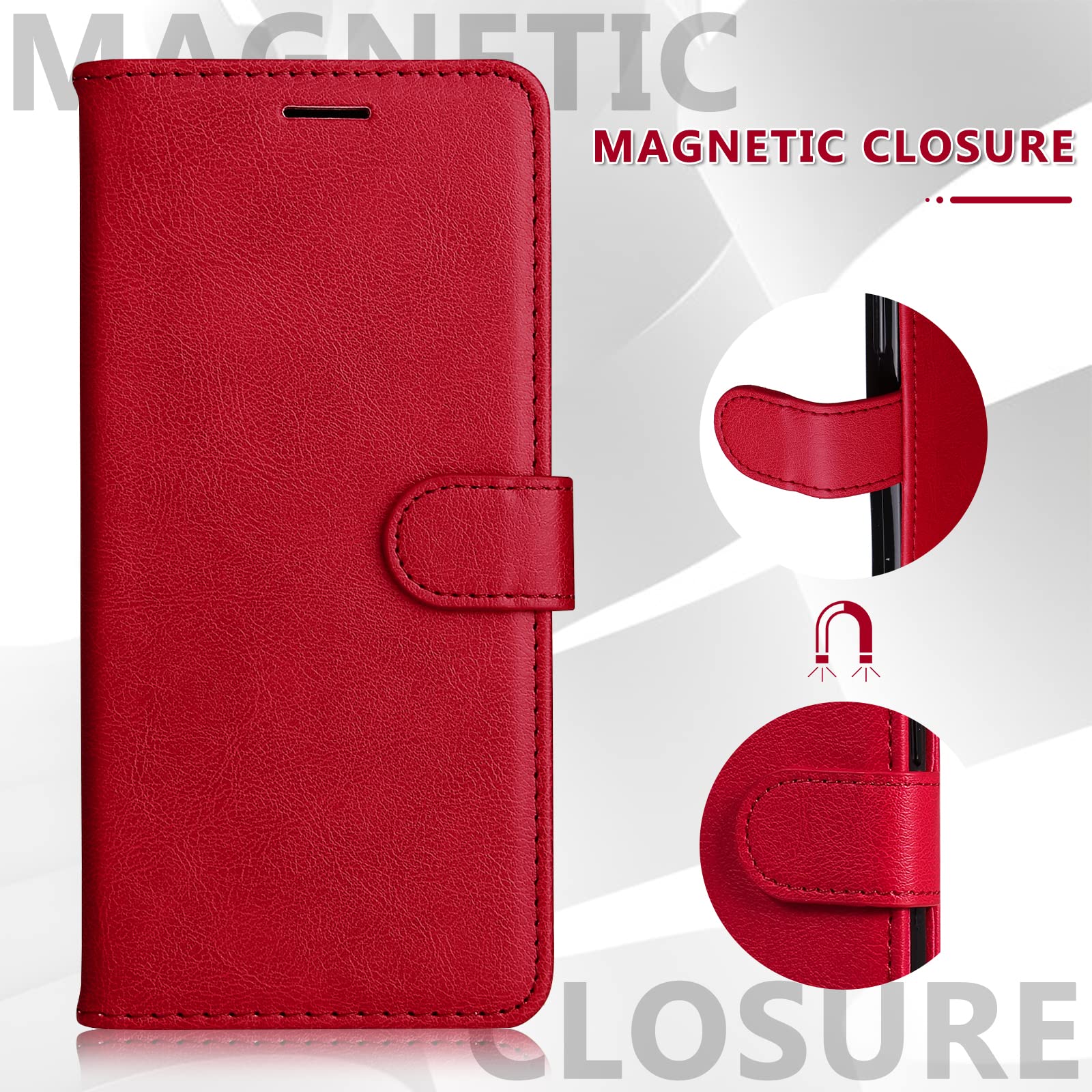 Custodia In Pelle PU Per OPPO A52 / A72 / A92 - Cover Protettiva Rossa Con Motivo Diagonale