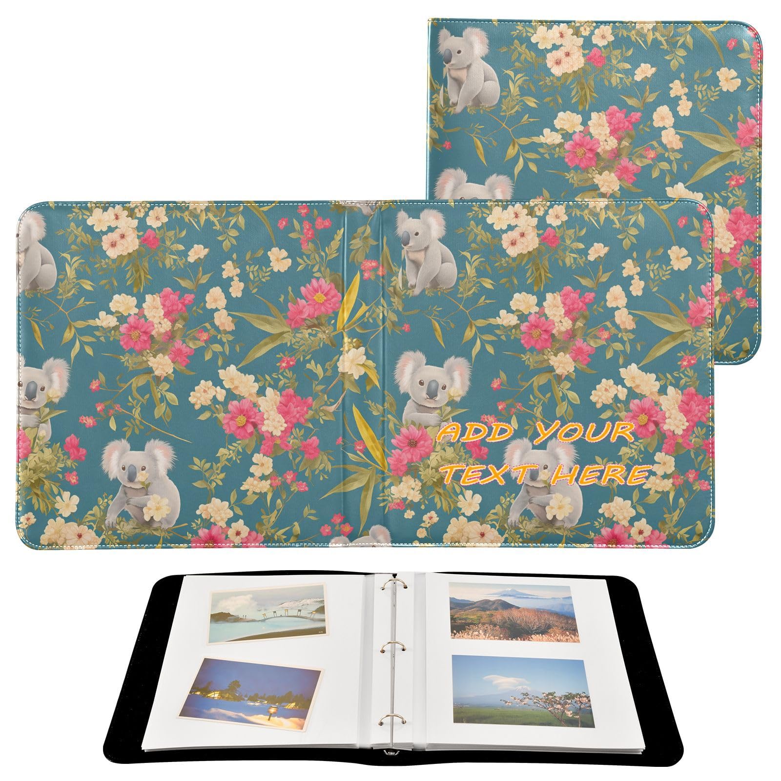 Koala kwiaty retro zielony spersonalizowany album fotograficzny segregator fotoksiążki samoprzylepny spersonalizowany album fotograficzny książka albumy rodzinne na zdjęcia 2 szt. 15 x 18 cm zdjęcia