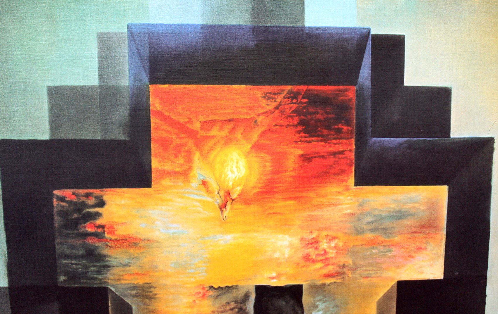 ダリ リンカーンの肖像に変容する地中海を見つめるガラ 103×83cm　手渡し可 ヴィンテージ Salvador Dalí ”リンカーンの肖像に変容する地中海