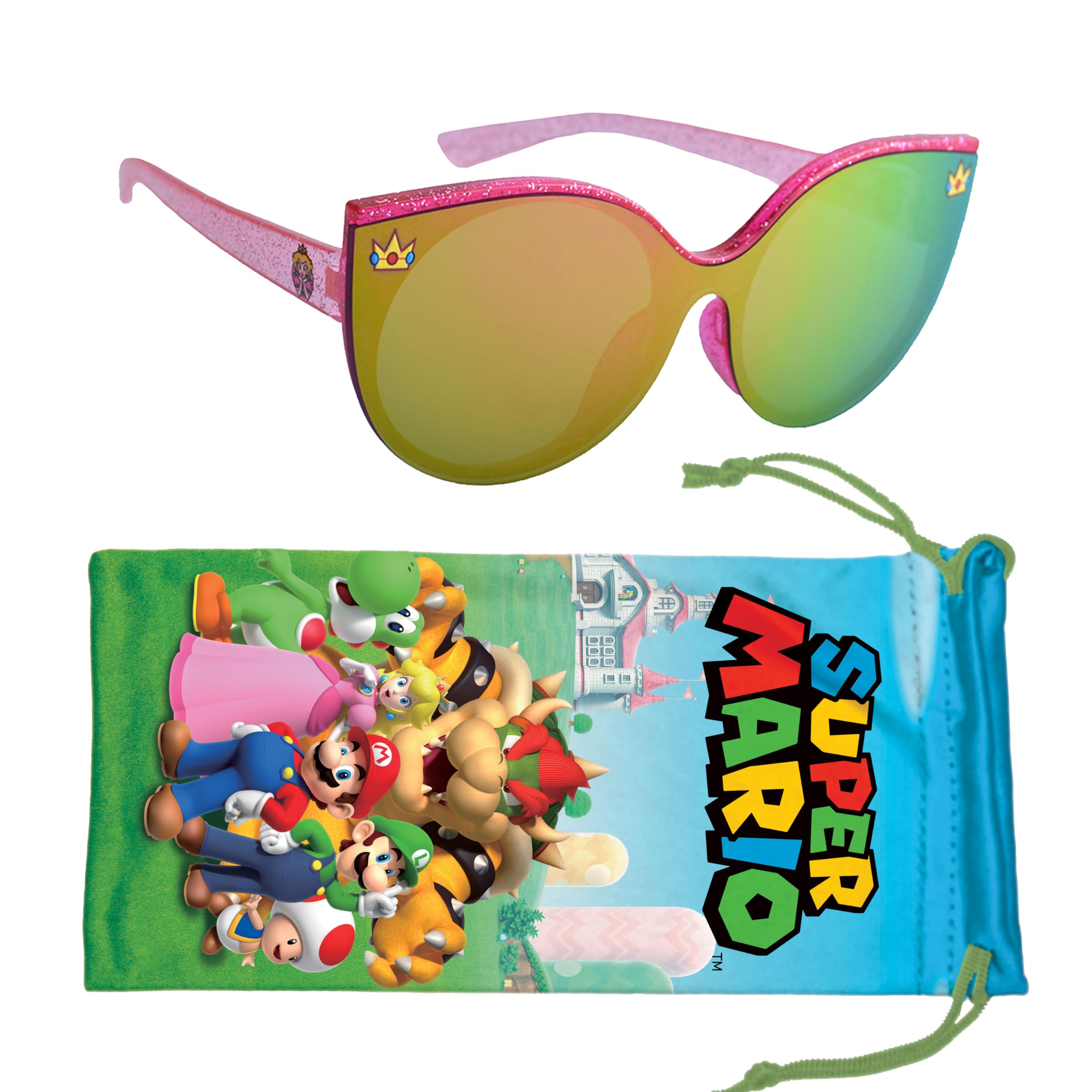 Sun-StachesPrinces Peach Kids Sunglasses: Stylish, Comfortable, & Durable UV-Protective Fun Sunglasses with Princess Peach Toddler Sunglasses Soft Carrying Case - Officially-Licensed by Nintendo