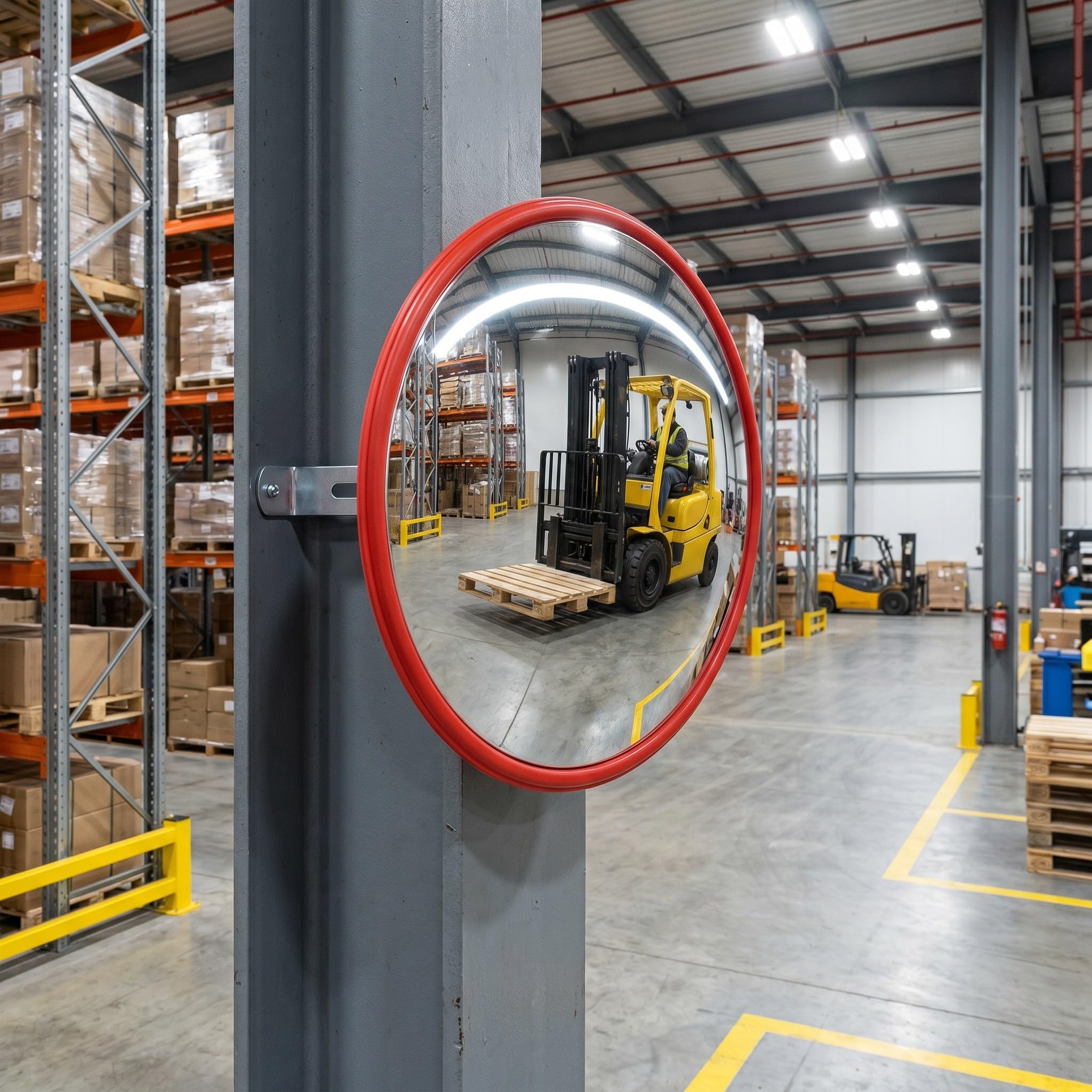 Kisangel Miroir convexe d'intérieur, miroir de circulation grand angle pour une sécurité accrue dans les bureaux, entrepôts, parkings et zones d'angle mort, orange