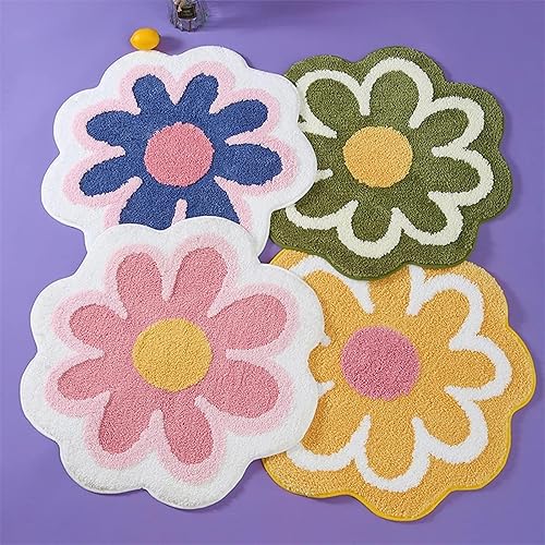Miniatura 6 de PEvTN Alfombra de baño de flores, bonita alfombra de baño azul, antideslizante, ultra suave y absorbente, alfombra de baño de flores suave para