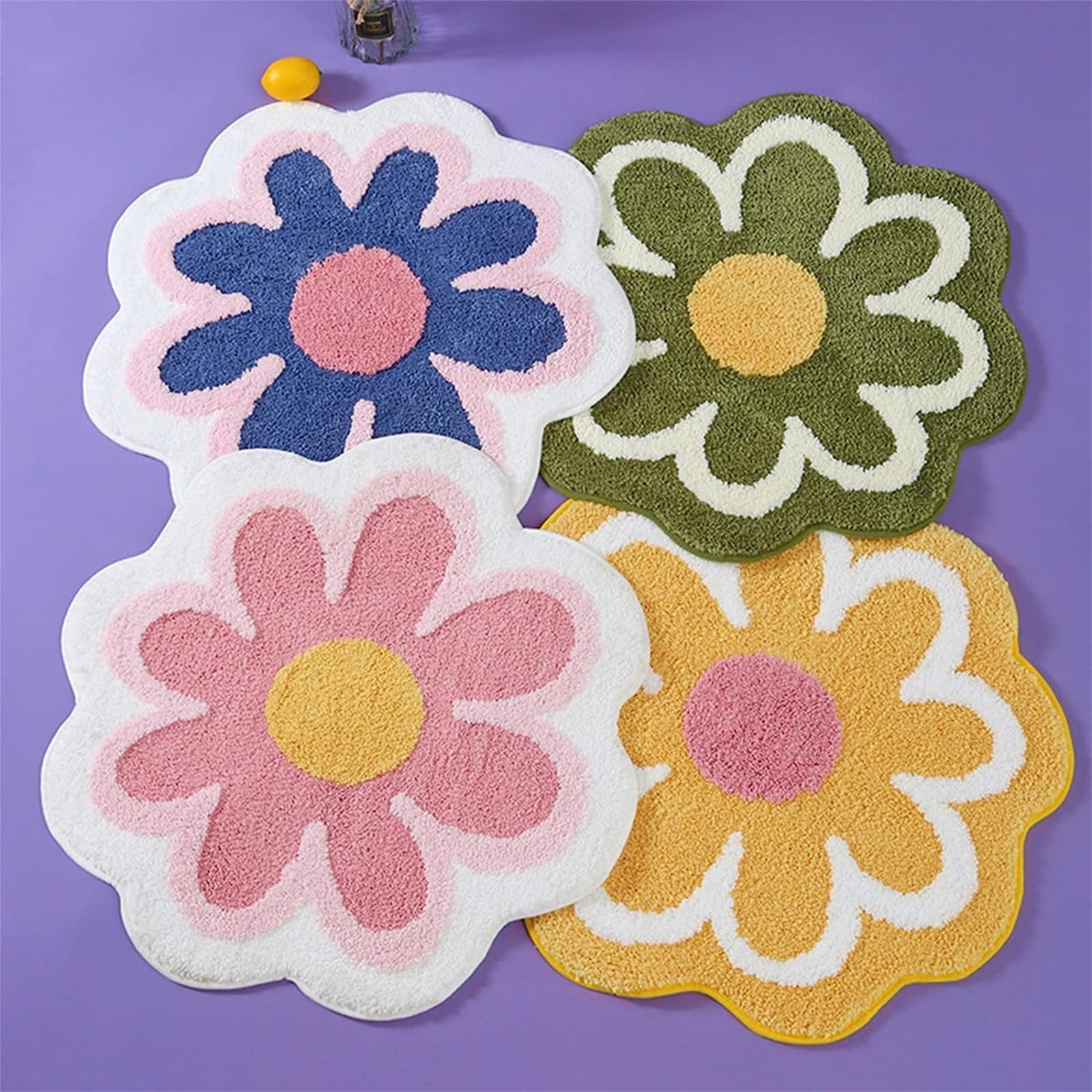 Bsheuancek Floral Bathroom Rug - Non-Slip, Washable Small Bath Mat, Soft Flower Shower Rug For Bathtub Floor (Beige) - View #4