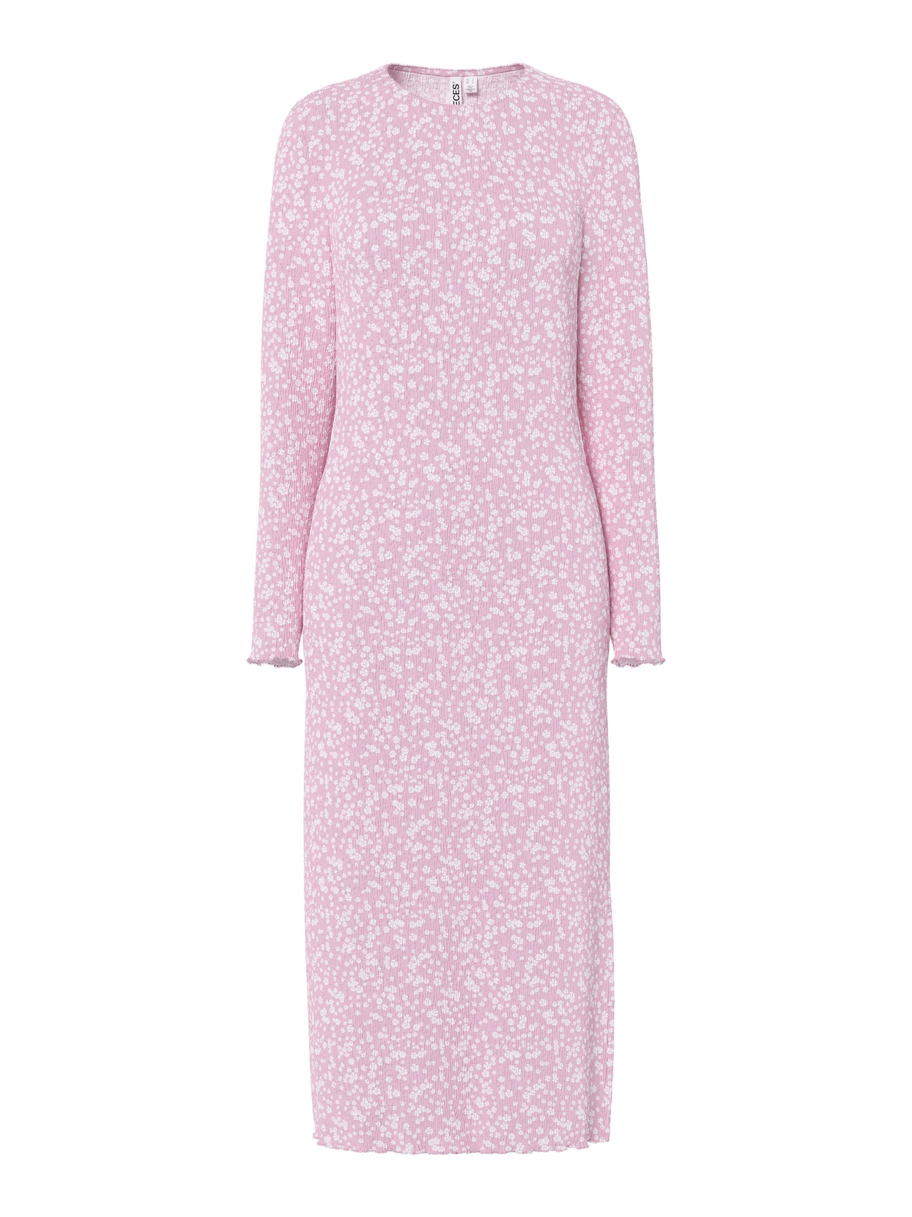 Pieces Pcflora LS Midi Dress Noos Bc, Roseate Spoonbill, L