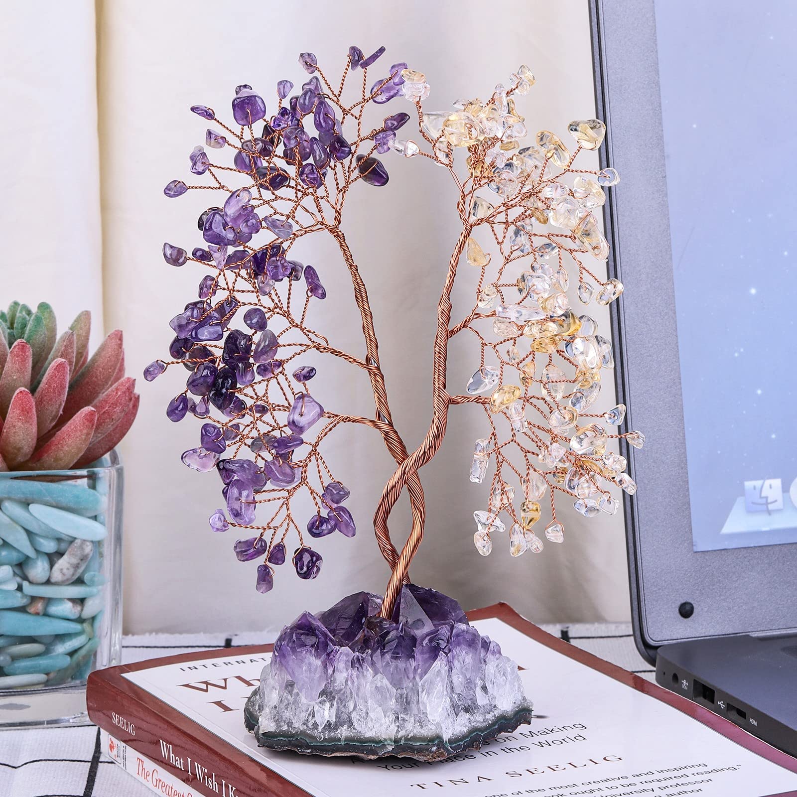 Arbre En Cristal Naturel Arbre De Vie - Cristaux D'améthyste - Arbre Artificiel - Décor Violet - Arbre En Cristal - Pierres Chakra - Décoration Arbre En Cristal France