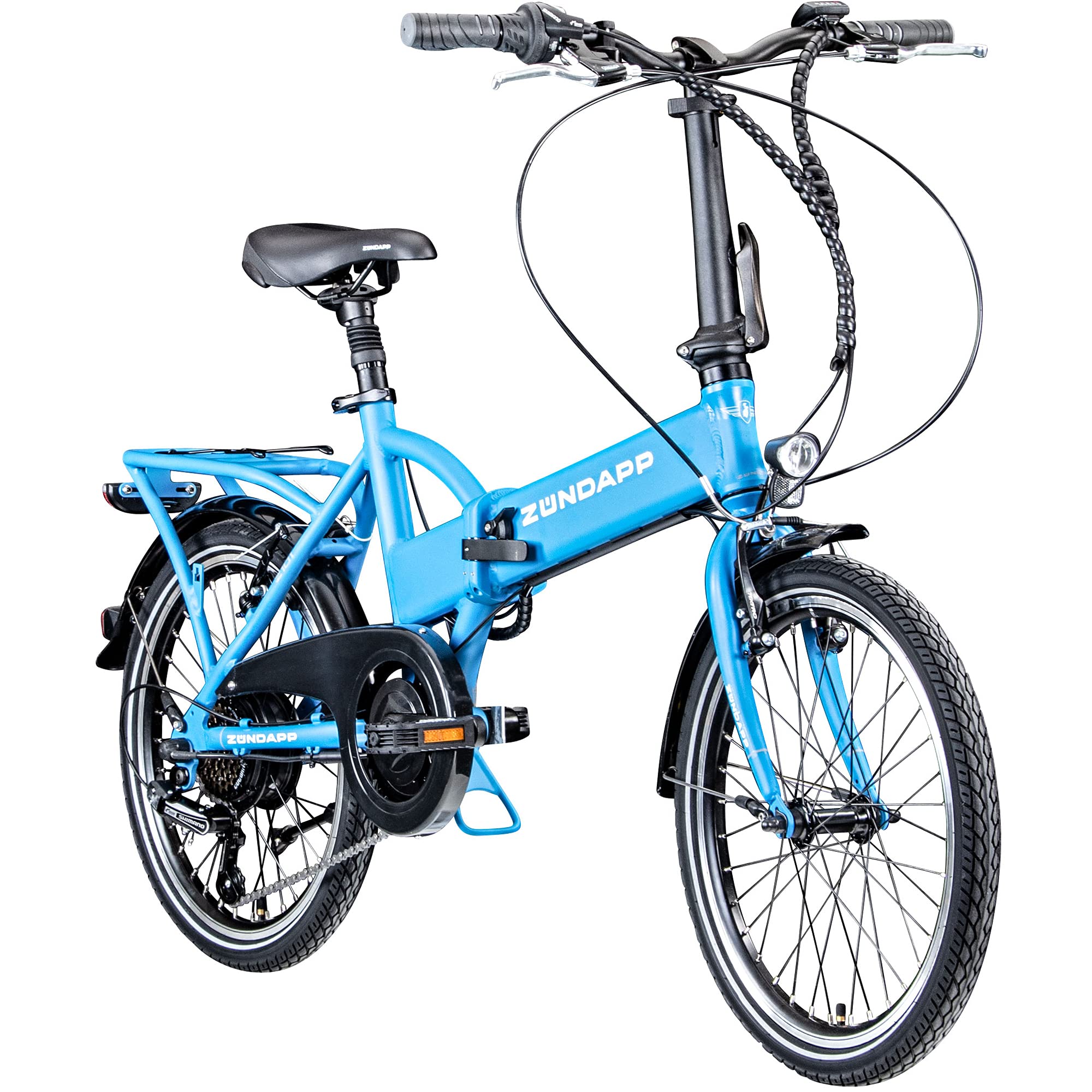 ZÜNDAPP Z101 E Bike 20 Zoll Klapprad für Erwachsene 150-180 cm Elektro Fahrrad 6 Gänge Klappfahrrad Pedelec mit Beleuchtung StVO Faltrad Cityrad faltbar