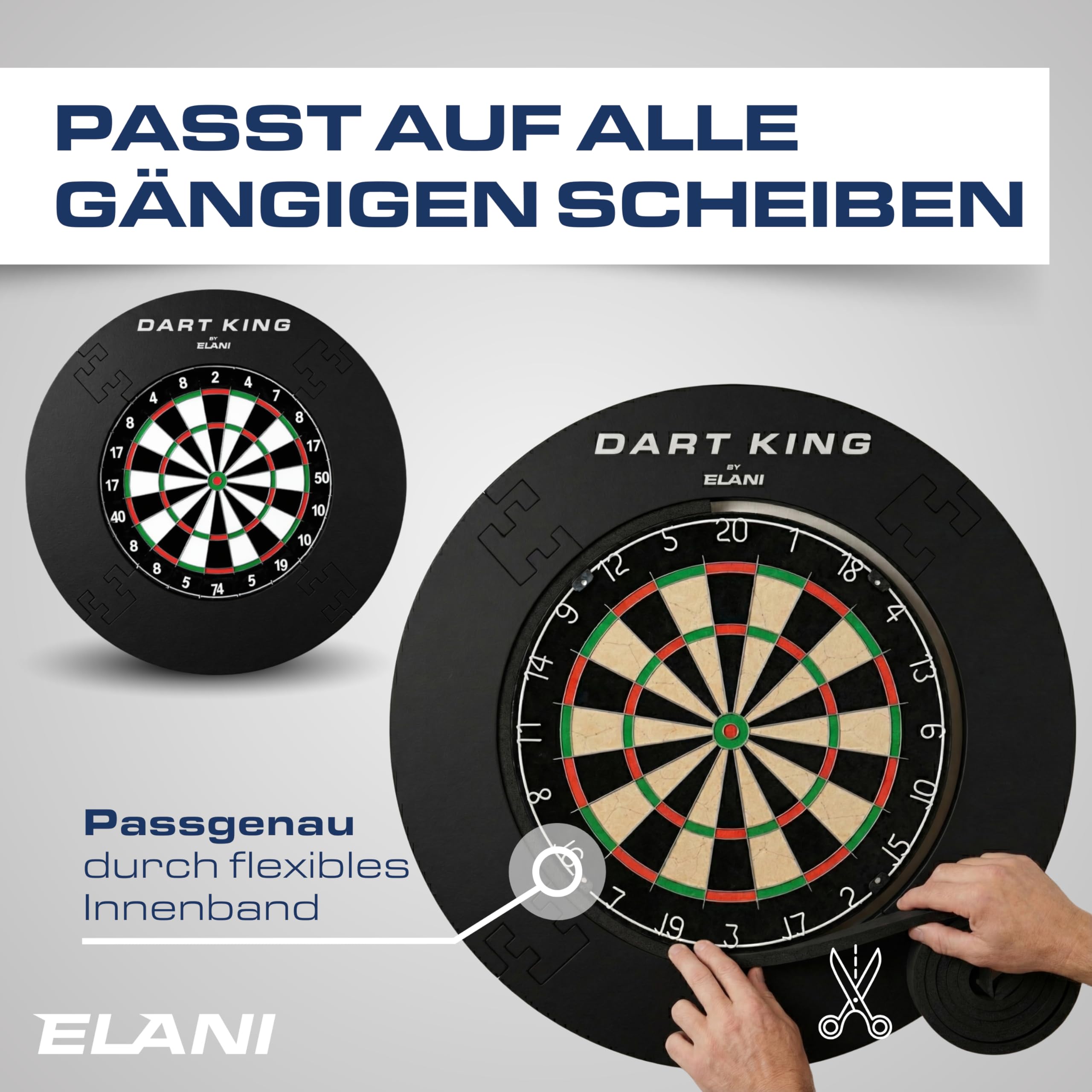 ELANI – Schutzring Dart Surround inkl. Abwurflinie für alle Scheiben- optimaler Schutz von Wand, Dartpfeil und Flight – Dartboard surround Dartscheibe Schutzring–Wandschutz Dartscheibe, Dart catchring