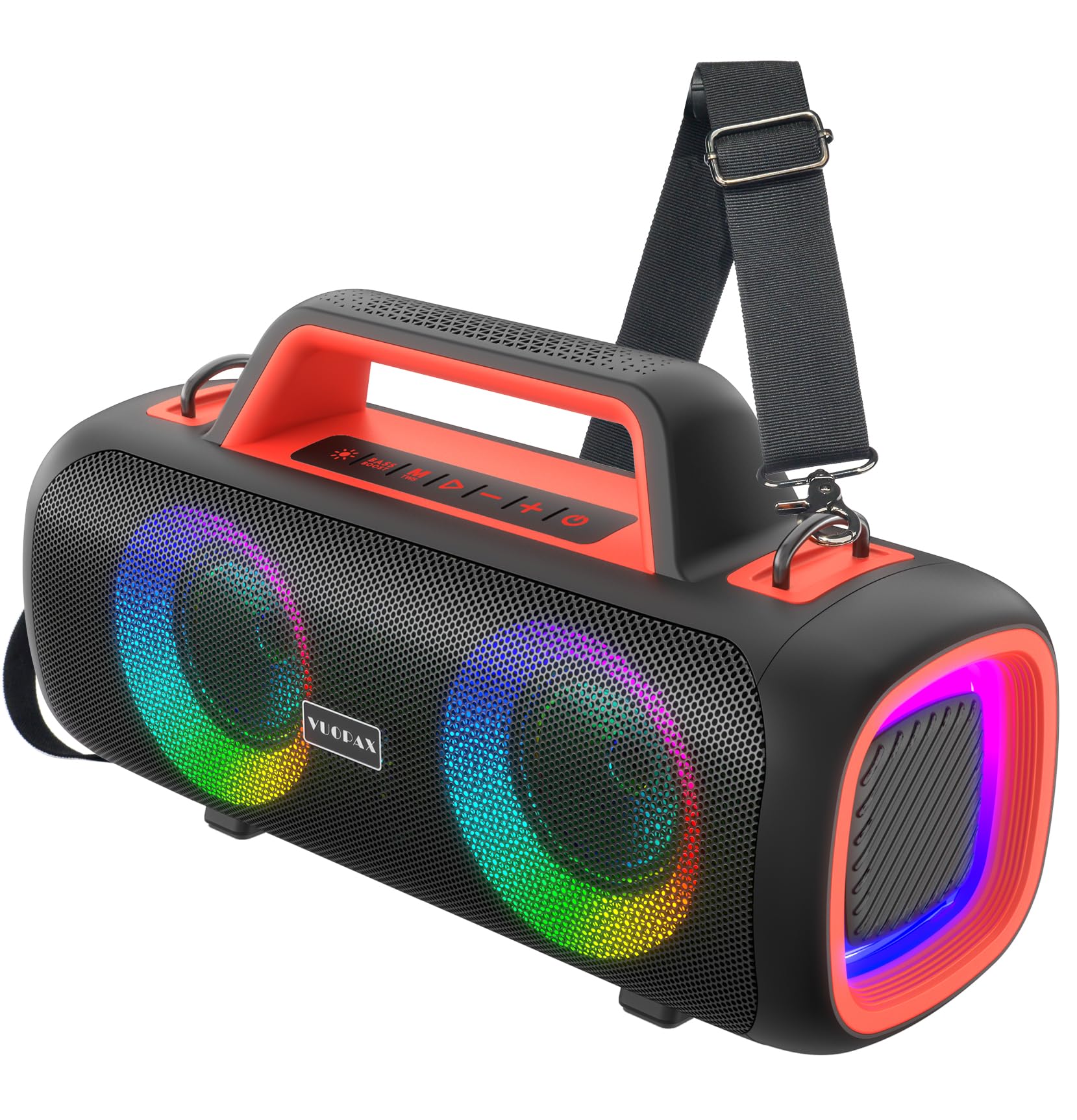 VUOPAX Cassa Bluetooth Portatile, 140W Potente con 2 Subwoofer e 2 Tweeter, Impermeabile IP65 per Esterni, Batteria 24h, Luci RGB, per Feste, Giardino, Spiaggia - Connessioni AUX/USB/TF e TWS