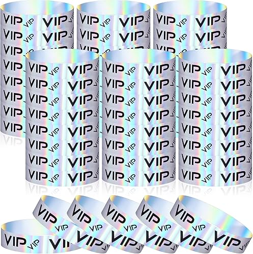 1200 pulseras VIP de plástico para eventos, pulseras plateadas con purpurina para fiestas de disfraces, pulseras impermeables, bandas de brazo para