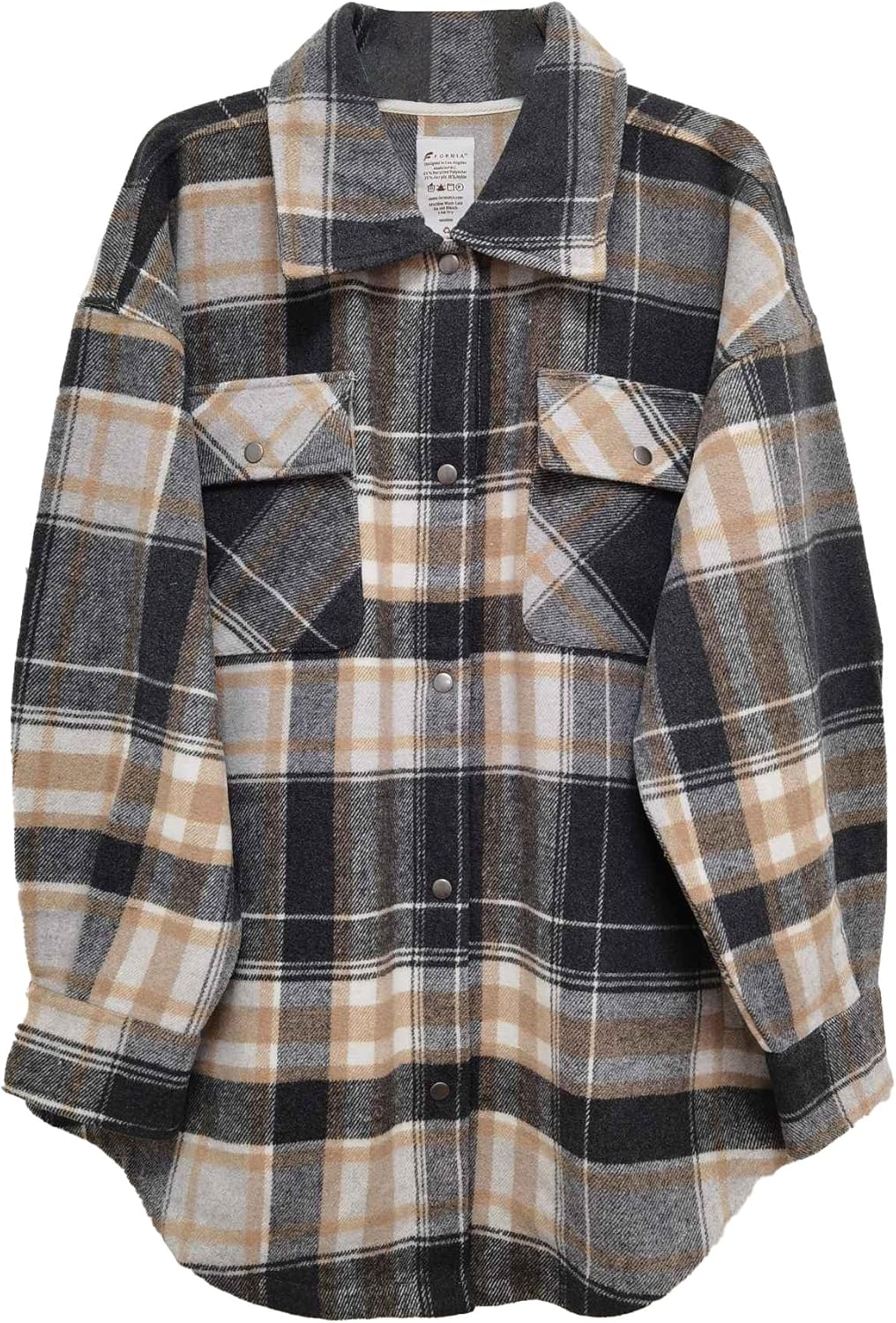 Infant Charcoal Tan Plaid Shacket