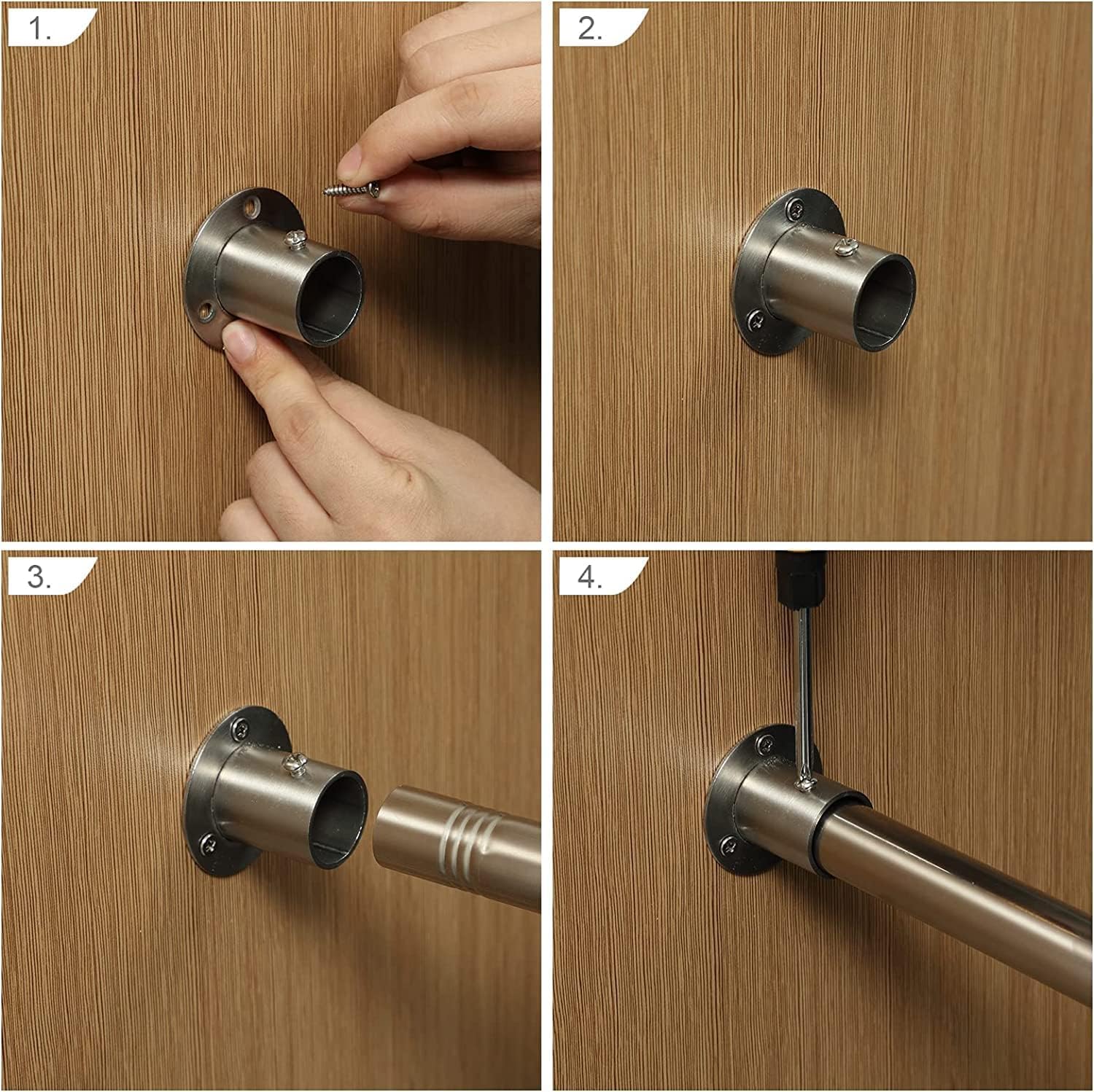 Barra para Armario Extensible, 38-137cm Riel tubo para Ropa Ajustable de Acero Inoxidable para Armario de Dormitorio/Plata