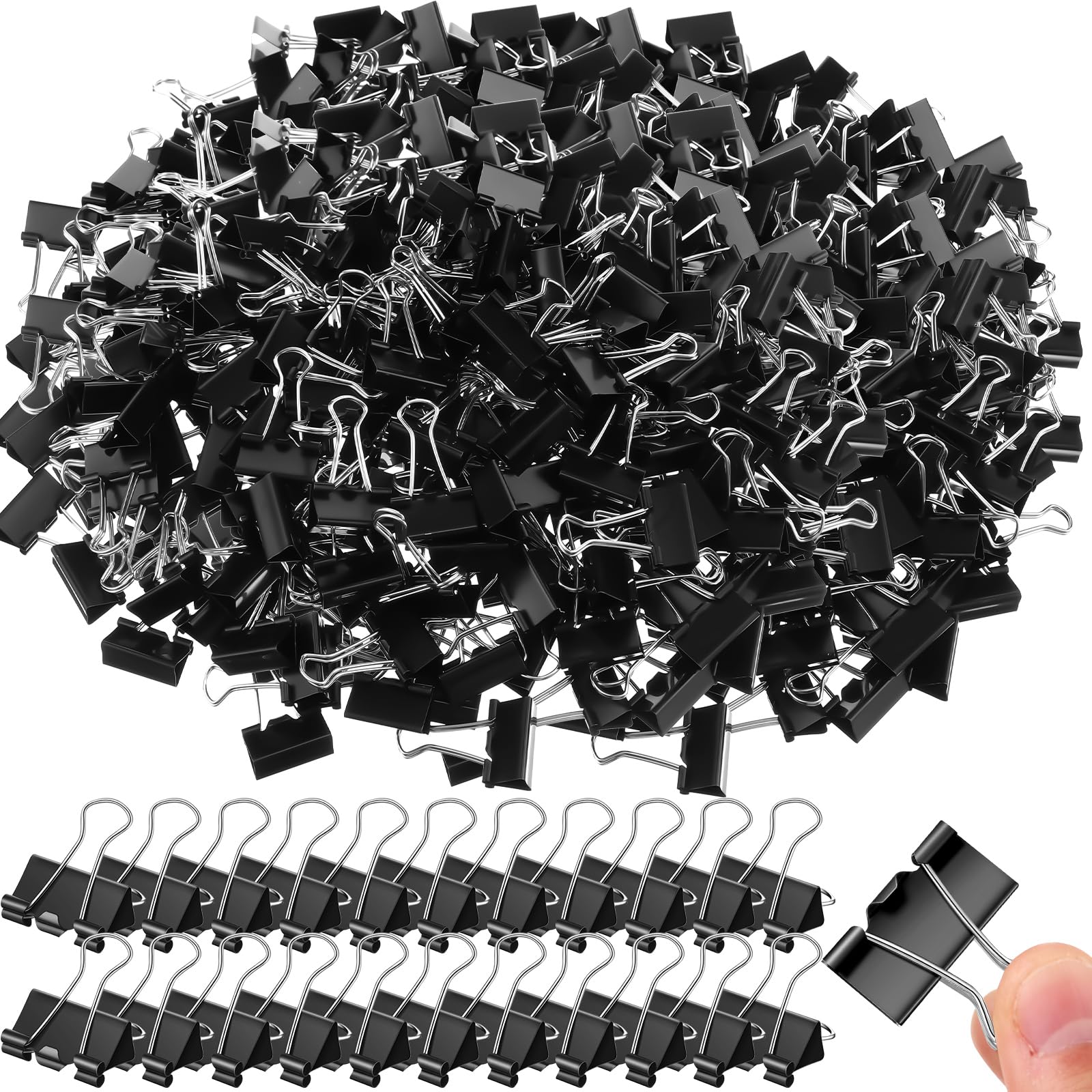 Jetec 500 Stück 2,5 cm schwarze Binderklammern, mittlere Büroklammern, Metall-Büroklammern für Lehrer, Studenten, Klassenzimmer, Büro, Schule, Bürobedarf