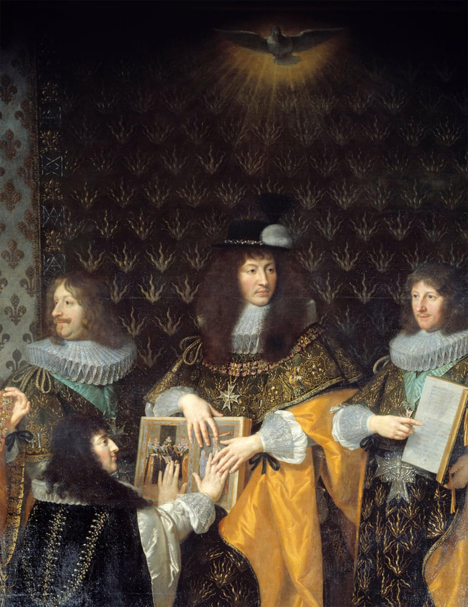 Serendipitp No Frame Photo Wall Print Retro Picture King Louis Xiv Receives Knight Of The Order Of The Holy Spirit His Brother The Of Anjou Detail By Philippe De Champaigne For Home Decor 60X90cm