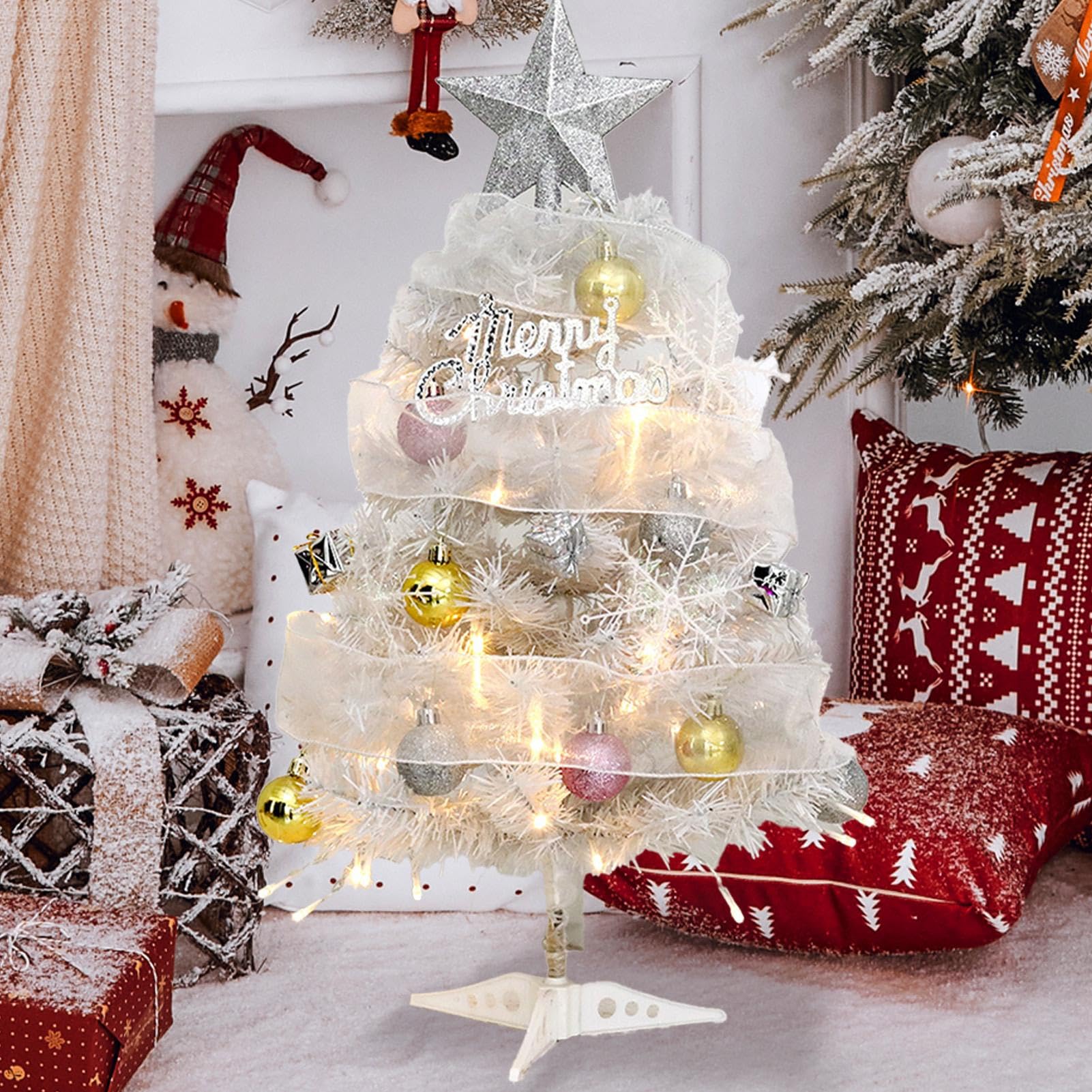 Árbol De Navidad De Escritorio Decoración Navideña Artificial Brillante