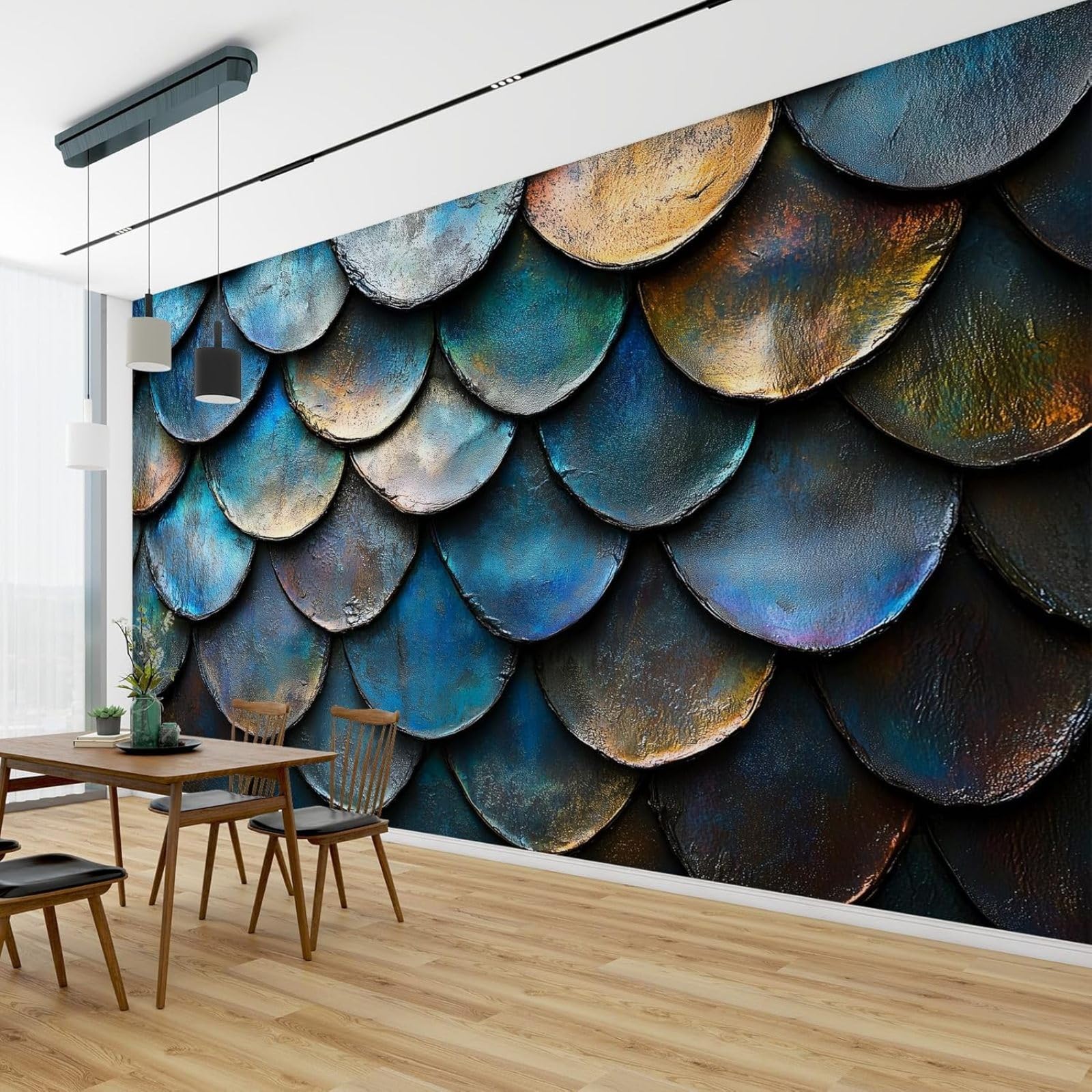 Hgjdjhnf 3D Mural Photo Wallpaper Scale Look 3D Effect Metal Look Non-Woven Wallpaper Modern Wall Wallpaper Living Room Bedroom Children's Room Wall Decoration Motif Wallpaper,430Cmx300cm Stickers - Frameless Painting