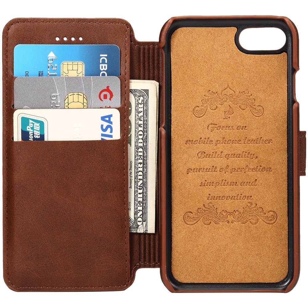 Wallet Case Compatible Samsung Galaxy S8 Flip Premium PU Leather Cover Card Slot Holder with Kickstand 5.8 inch Brown