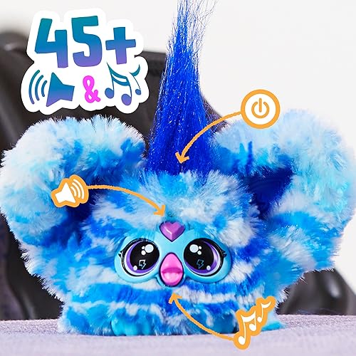 Miniatura 9 de Furby Furblets Ooh-Koo Mini Friend, más de 45 sonidos, música rock y frases furbish, juguetes de peluche electrónicos, azul y blanco, rellenos de