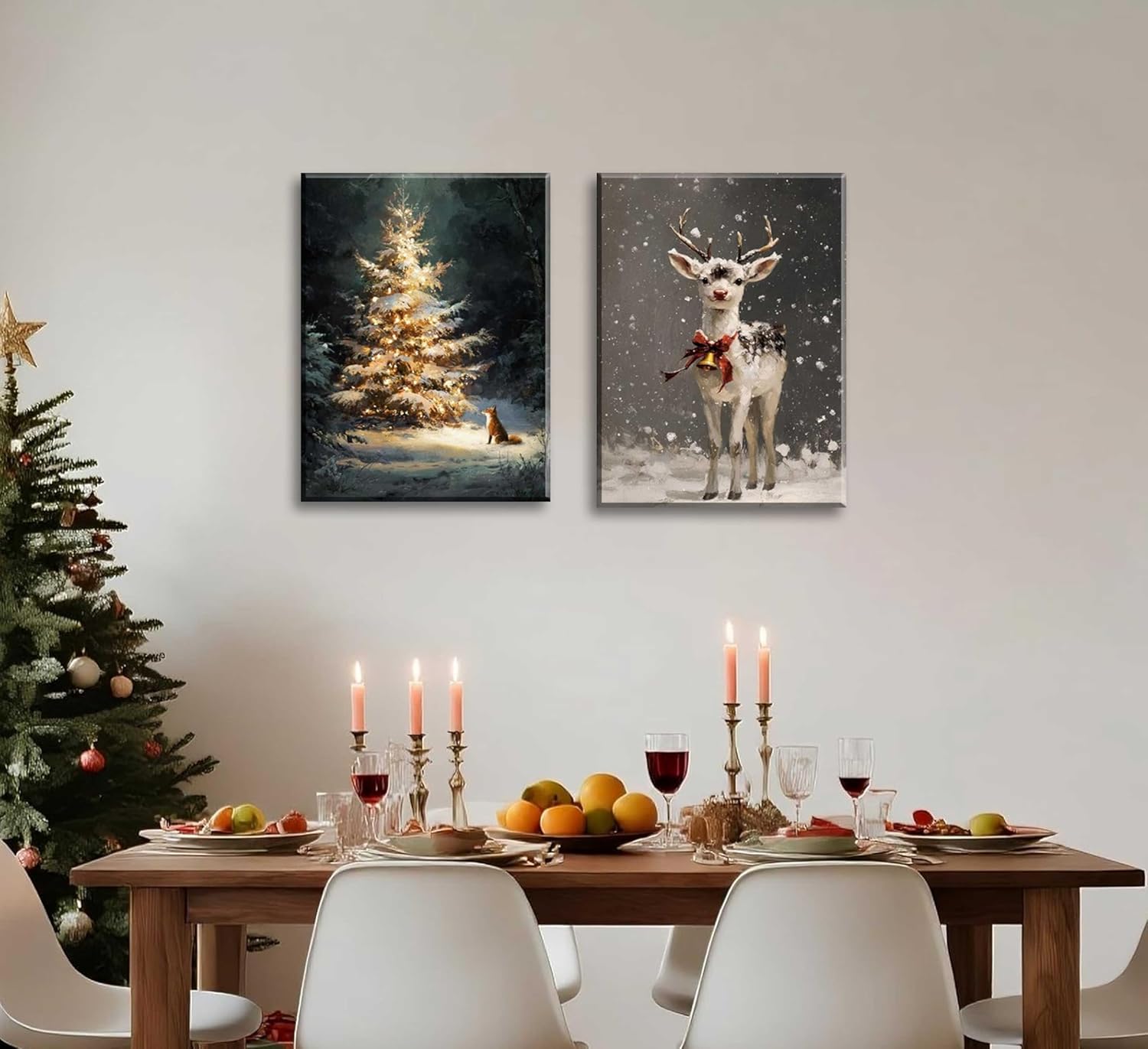 Paint by Number Kit for Adults & Kids, Christmas Scene Bundle 16x20 Inch Each, DIY Acrylic Painting Kits with Brushes & Paints, Holiday Art Decor for Home Framed