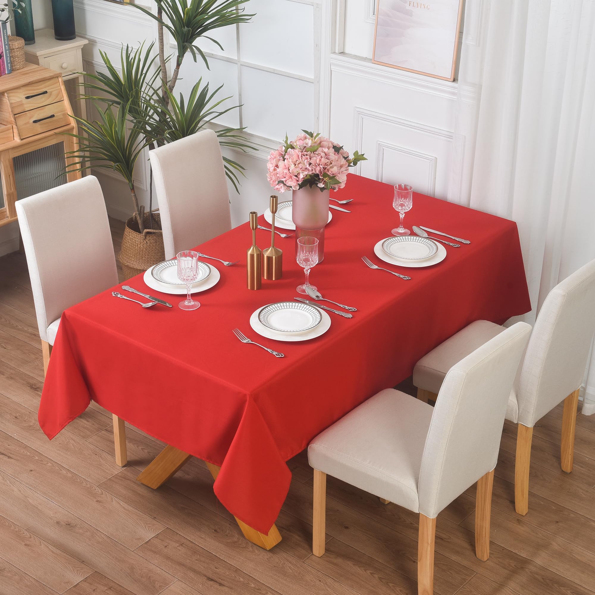 Zimel Homes Red Extra Large Rectangular Fabric Tablecloth 150X300cm And 140X200cm 4 Colours (, 150 X 300 Cm)