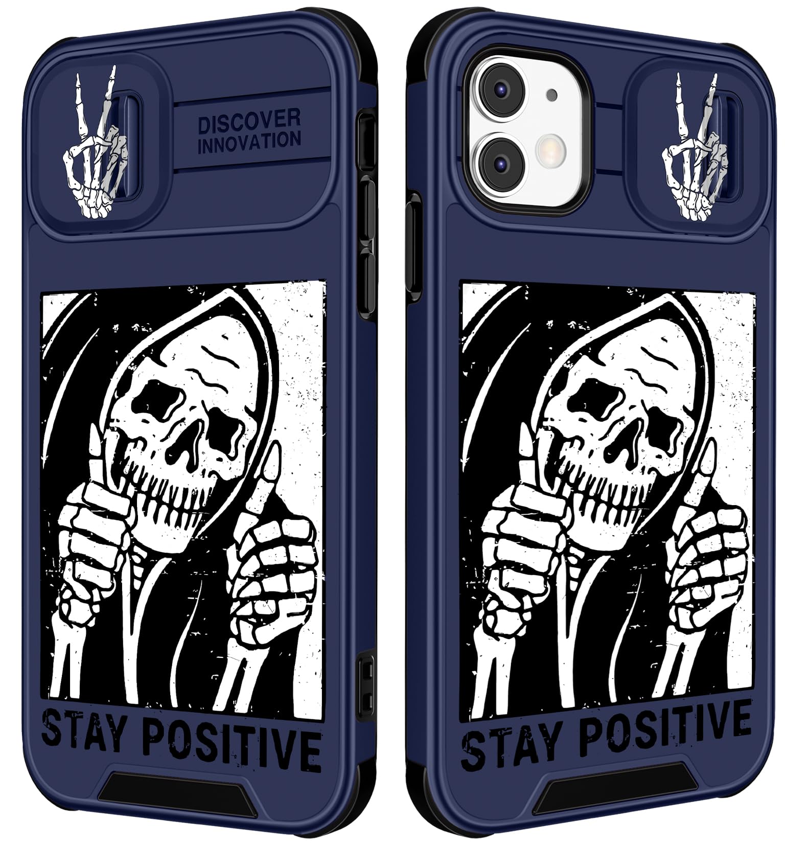 Funermei (2in1 for iPhone 11 Case for Women Cute Skull Skeleton Phone Cover Teen Boys Girls Funny Gothic Spooky Scary Horror Fun Design with Camera Cover Funda for Apple for iPhone 11 Case