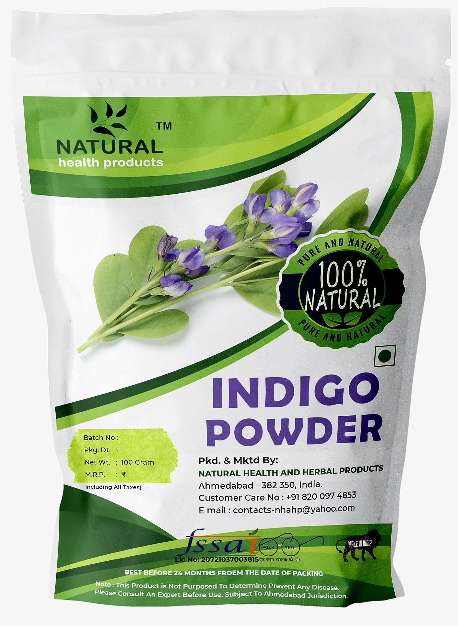 Natural Health Prodcts Indigo Powder | Indigofera Tinctoria | Indigo Dye For Hair Care(Hair Growth, Hair Fall, Color), Black and Brown Hair - 100Gm-image-13