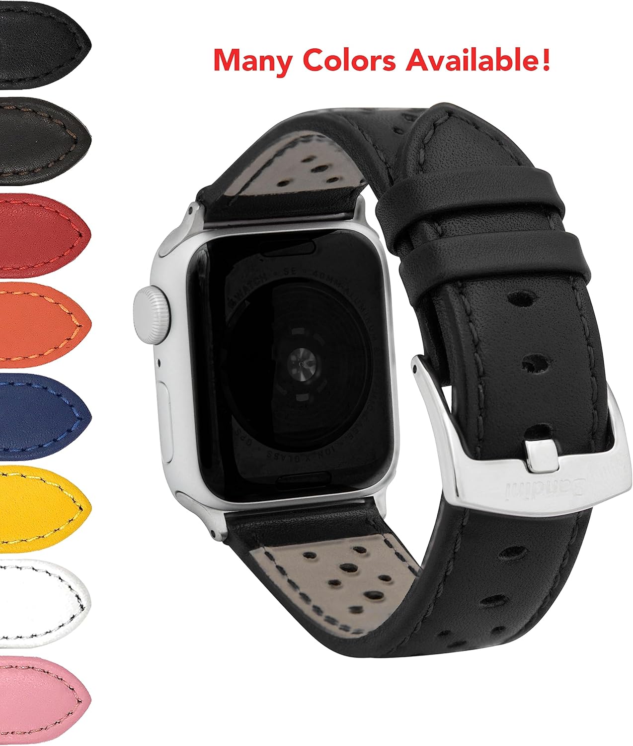 Bandini Compatible with Apple Watch Leather Band, Rally Strap for Apple Watch Series 11 10 9 8 7 6 5 4 3, SE, iWatch, 46mm 45mm 42mm 44mm 41mm 40mm 38mm 49mm, Ultra 3, 2 & 1 Also comes in Extra Long