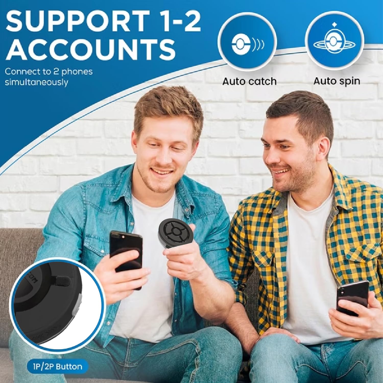Mcbazel MEGACOM DuoMon 3 Estándar Dispositivo de Captura/Giro Automáticos, Conexión Inalámbrica con Bluetooth de 20M, Notificaciones por Vibración, Carga/Juego Dual, iOS 14+/Android 8+ (2 GB de RAM)