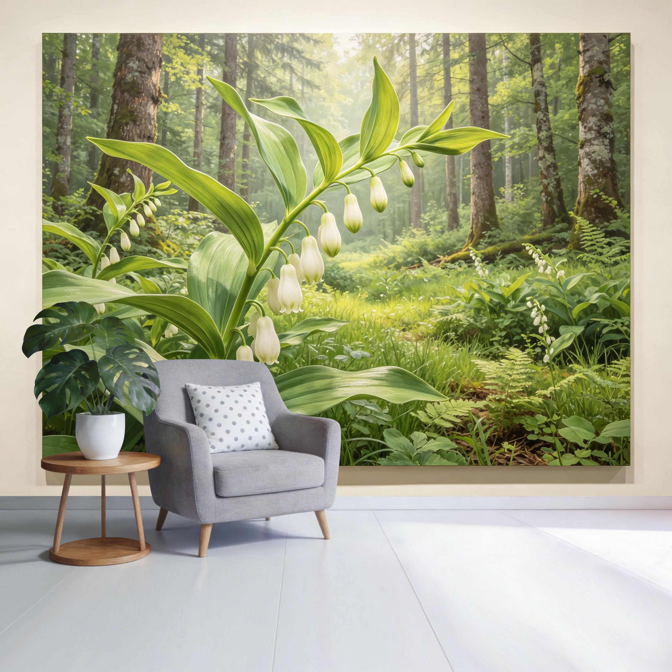 Custom Size Wall Mural Botanical Forest Lily of the Valley Green Foliage Natural Landscape SelfAdhesive Wall Fabric Removable Wallpaper for Home Office Decor