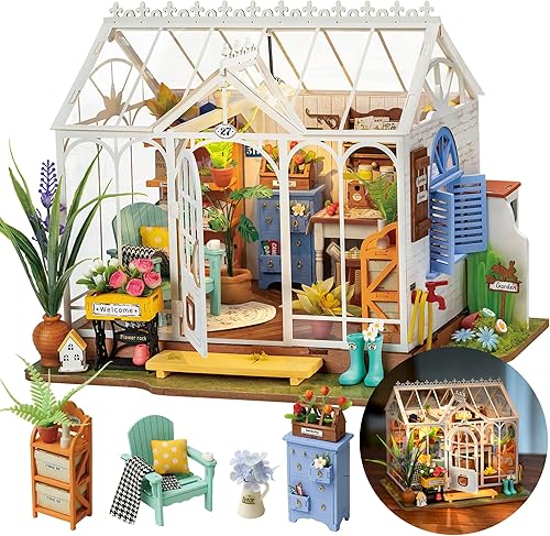 Kit de casa en miniatura de bricolaje, casa de jardín de ensueño, kit de casa pequeña para adultos, kit de fabricación de mini casa con muebles,