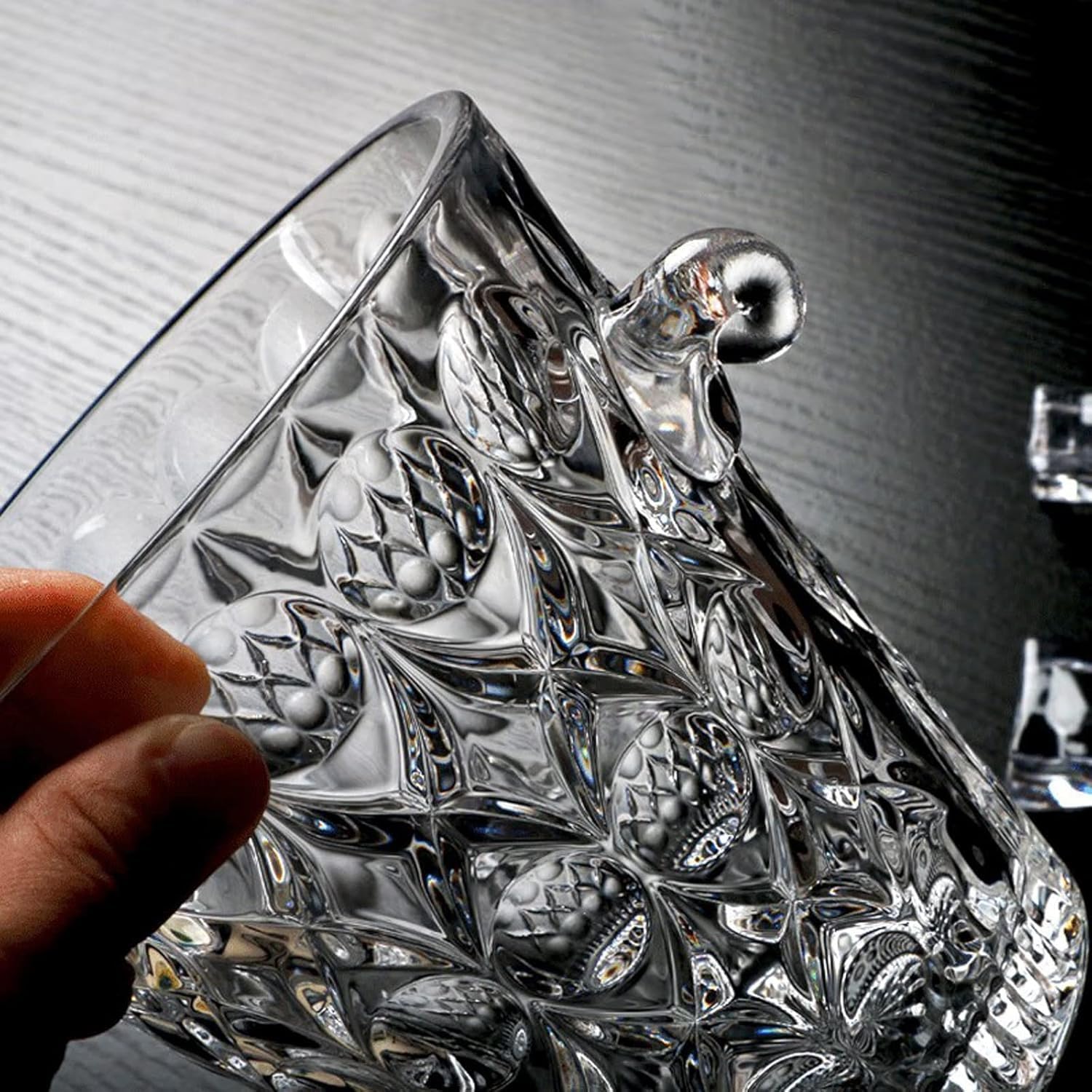 Cubitera Botella Vino Cubo de Hielo de Cristal con asa de fácil Transporte, Enfriador de Bebidas Transparente, contenedor de Hielo de 1,5 l para Vino, champán y Cerveza
