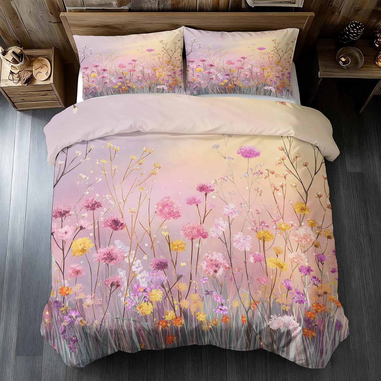 Housse de couette 260 x 240 cm au style champêtre frais pour chambre parentale