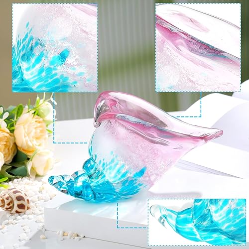 Miniatura 5 de Estatua de caracola de vidrio soplado rosa, decoración del mar, pisapapeles decorativo para centro de mesa, regalos de océano para mujeres