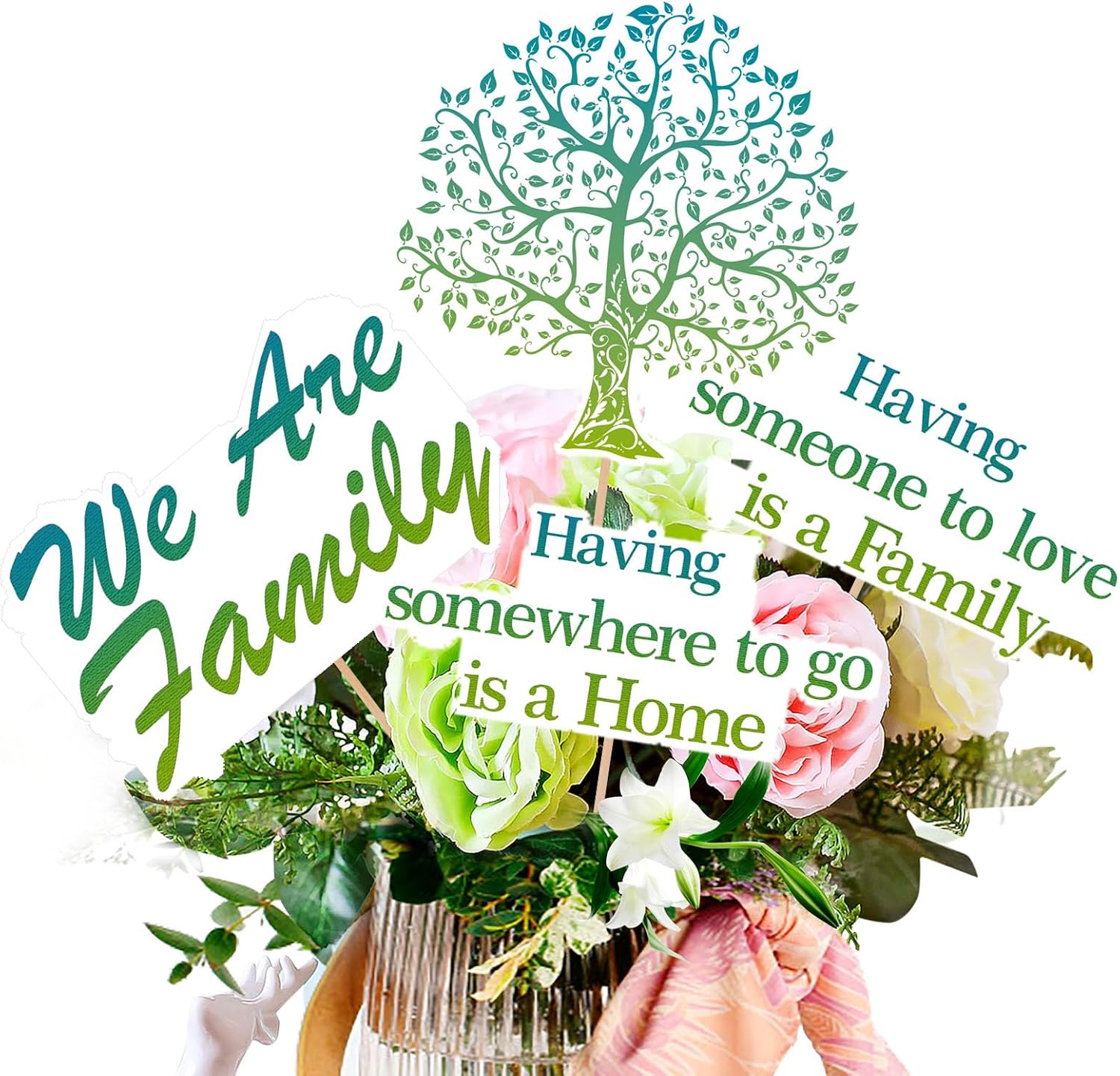 12pcs Family Reunion Centerpiece Sticks Family Tree Photo Booth Props Family Vase/Table/Cake Toppers for Housewarming/Adoption/Family Gathering Party Decorations image 3