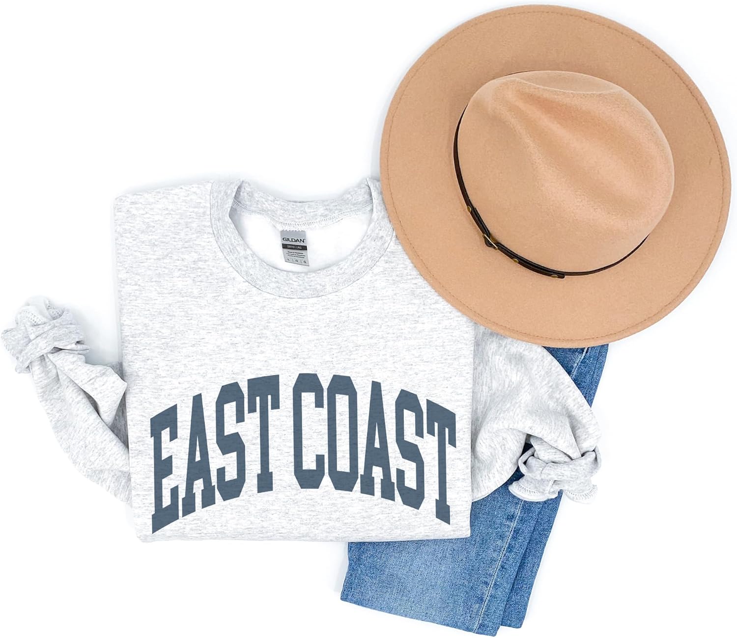 East Coast Sweatshirt, Cute Beach Pullover, Faded Vintage Aesthetic Varsity, Trendy Travel Destination Gift For Him or Her, Unisex Crewneck Sweatshirt - Image 6