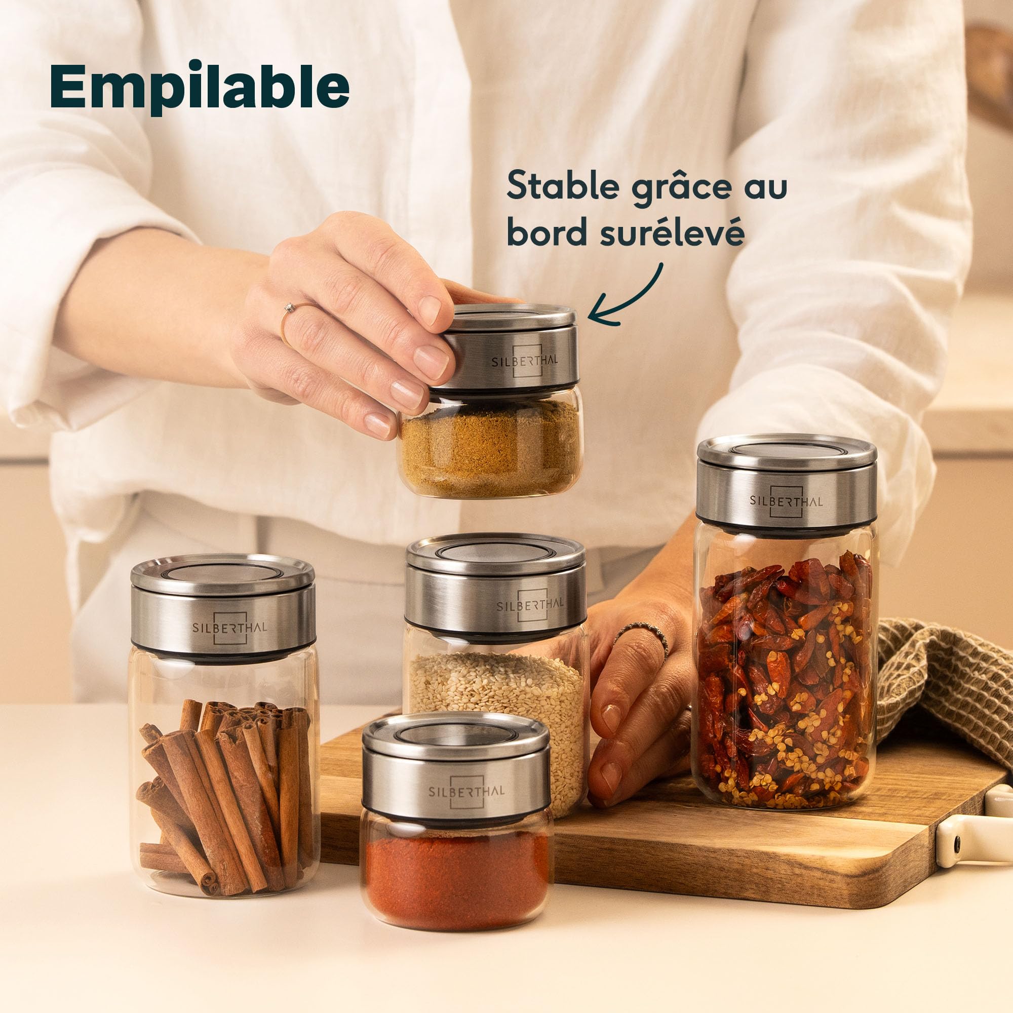 SILBERTHAL Lot de 12 Boîtes à Épices en Verre 100 ml