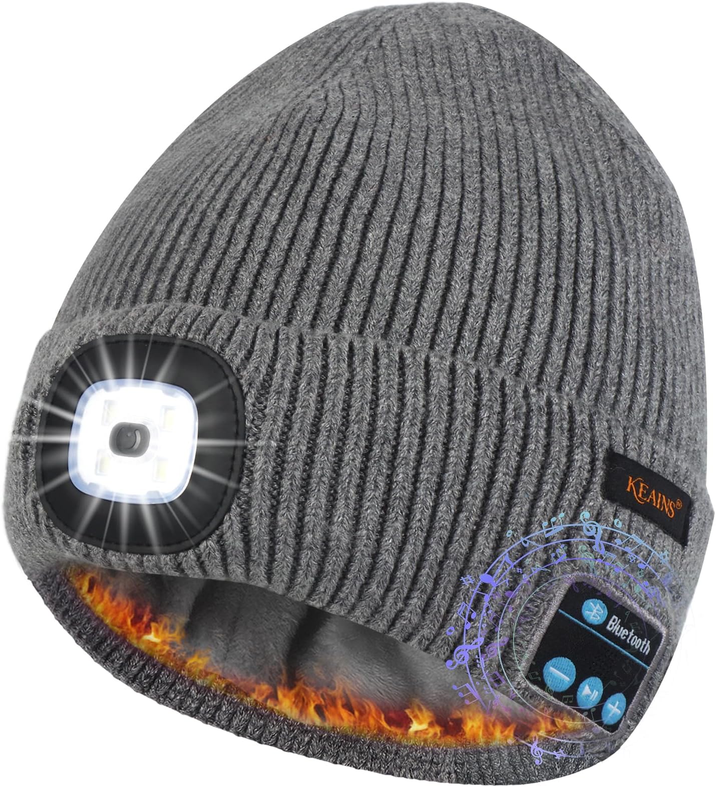 Bluetooth LED Beanie, Fleece Lined Winter Warm Music Hat with Light and Speaker Mic Headphones,Gifts for Men Women