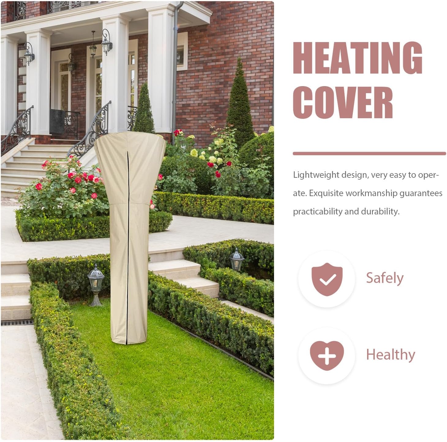 Luxshiny Oxford Patio Heater Cover Dustproof Outdoor Heater Protective Cover for Patio Furniture Beige Weather Resistant