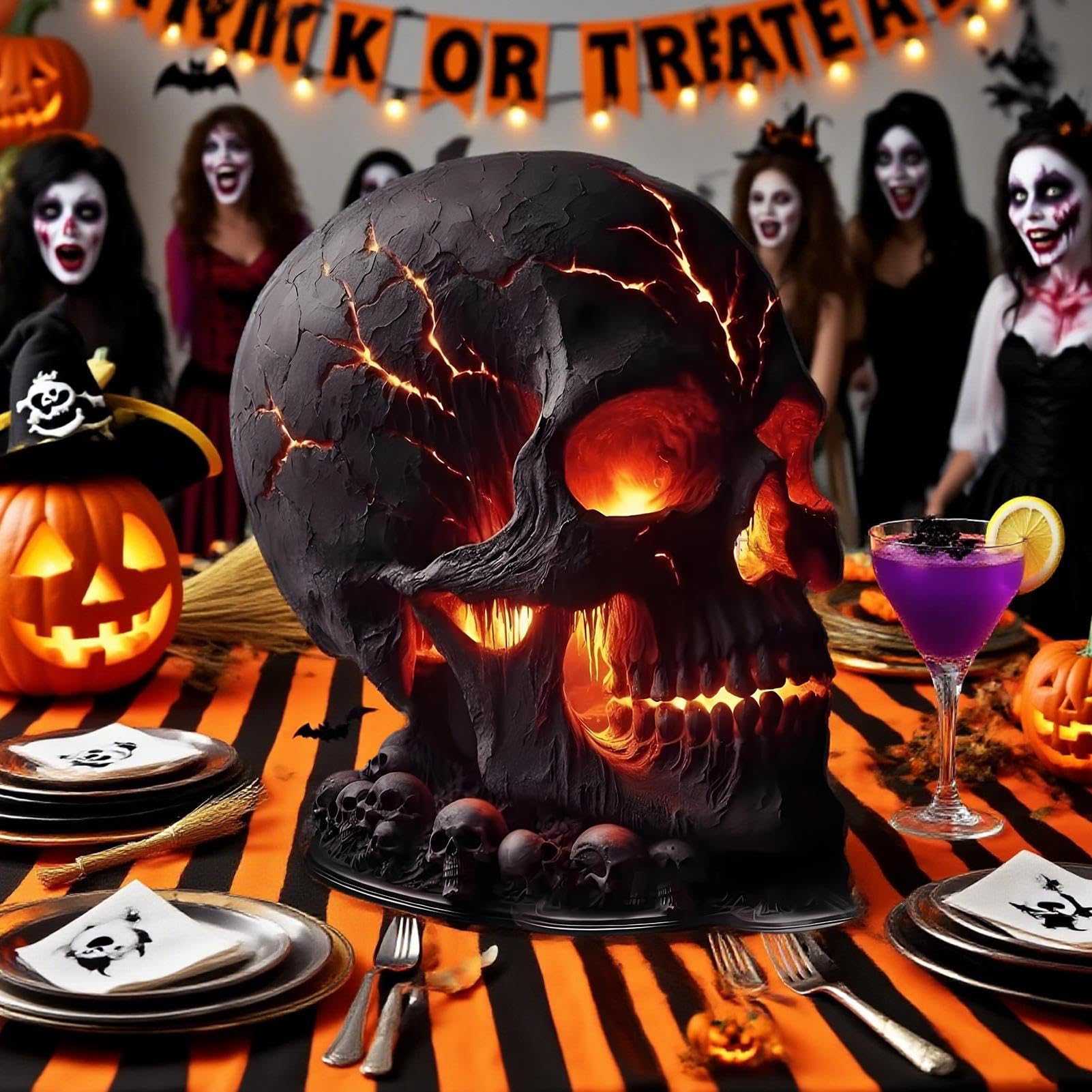 Lampada Teschio | Lampada Scheletro da Tavolo Decorazioni Halloween - Luce Scrivania Decorazioni Inquietanti Casa Interno Esterno Camera Da Letto Giardino