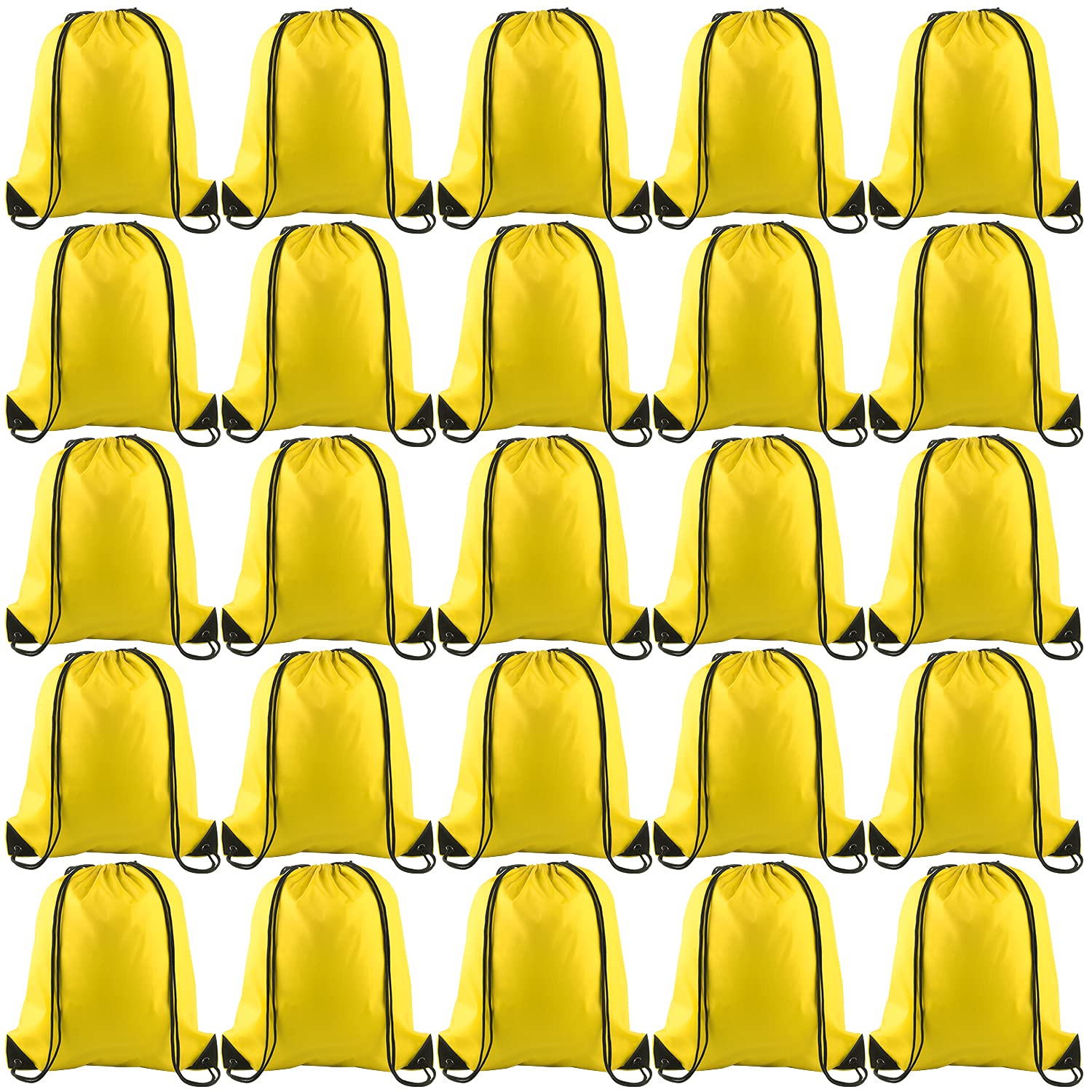 KUUQA 25Pcs Yellow Drawstring Bags - String Backpacks for Gym, Sport, Traveling