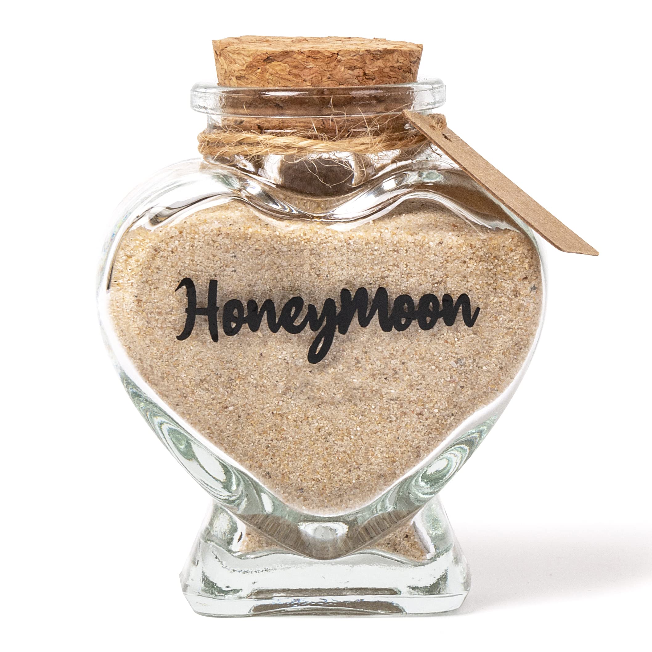 TUNGURIS Honeymoon Sand Keepsake Jar，Bridal Shower, Wedding, Engagement, Honeymoon, Travel Gift for Couples, Newlywed, Fiance(Gift Box Includes) - 40ml Heart Shape Glass