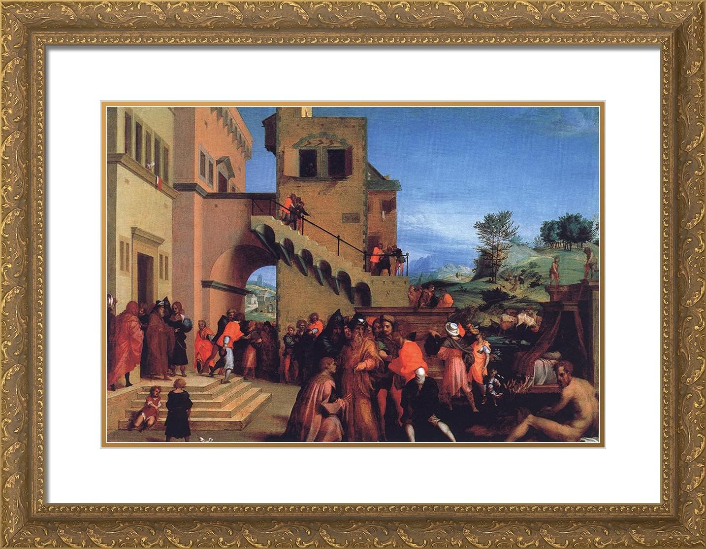 ArtDirect Del Sarto, Andrea 24x19 Gold Ornate Framed Art Print with Double Matting Titled: Stories of Joseph